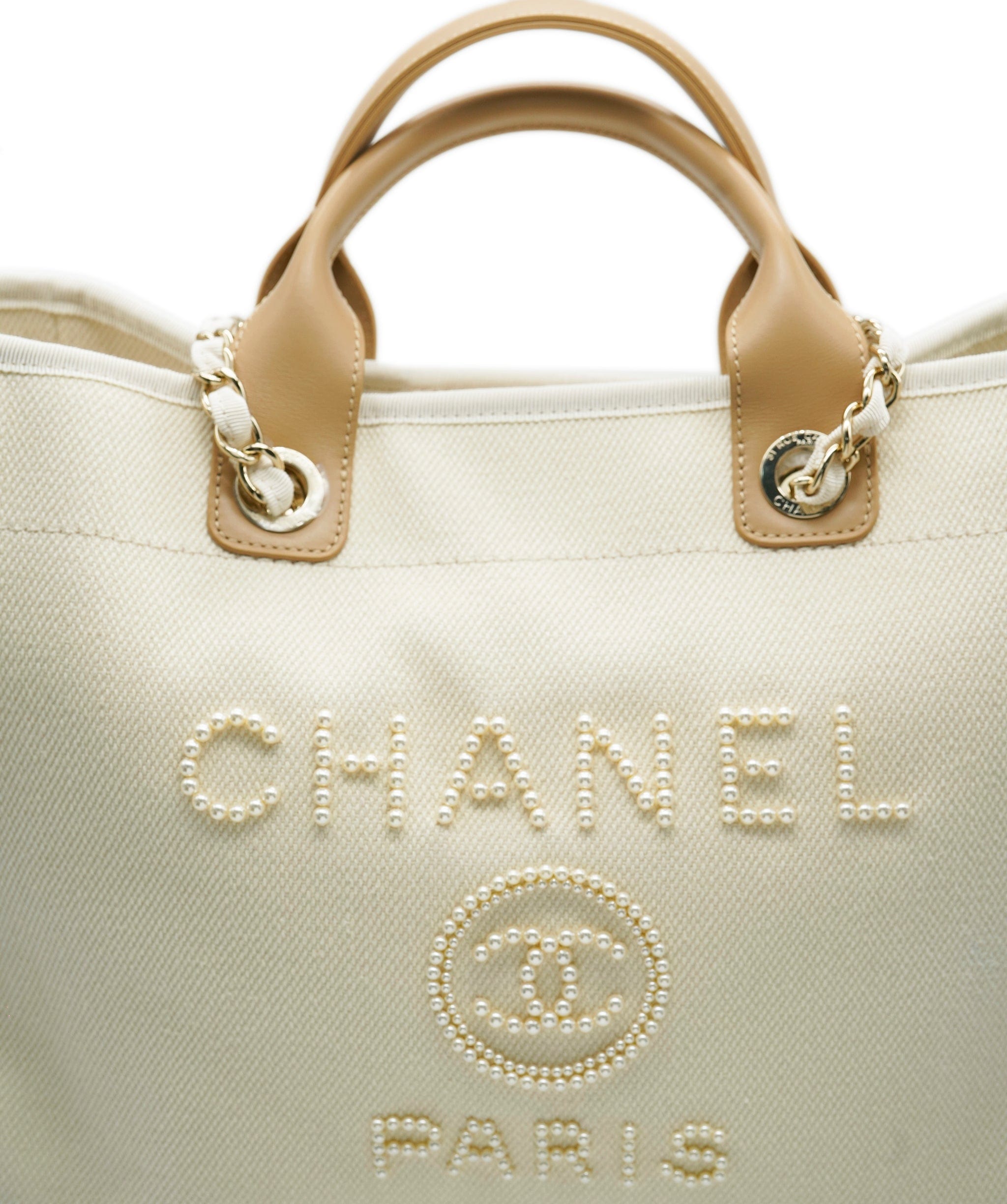 Chanel Chanel Canvas Deuville Beige and Tan Pearl Tote ALC1125