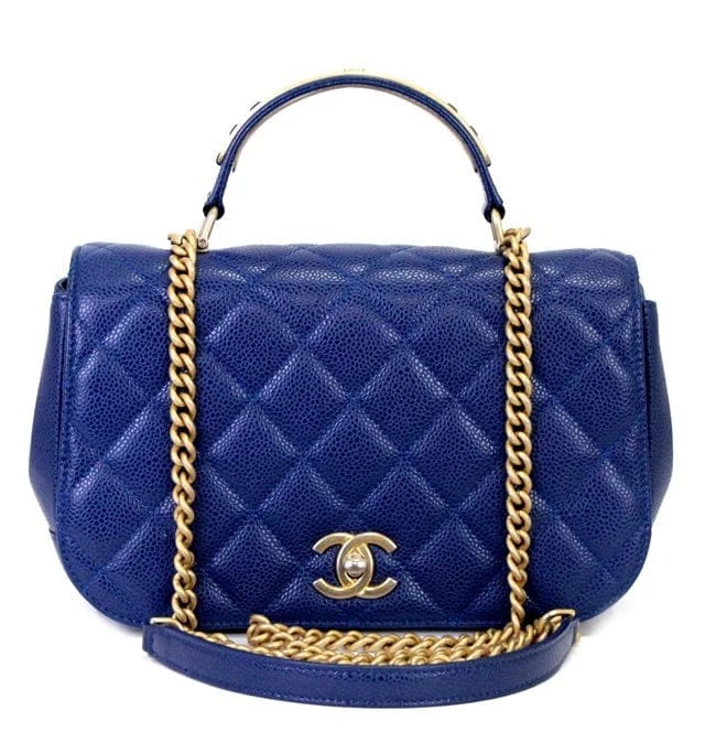 Chanel CHANEL Carry Around Flap Bag Quilted Caviar Blue #64473 - AJC0591