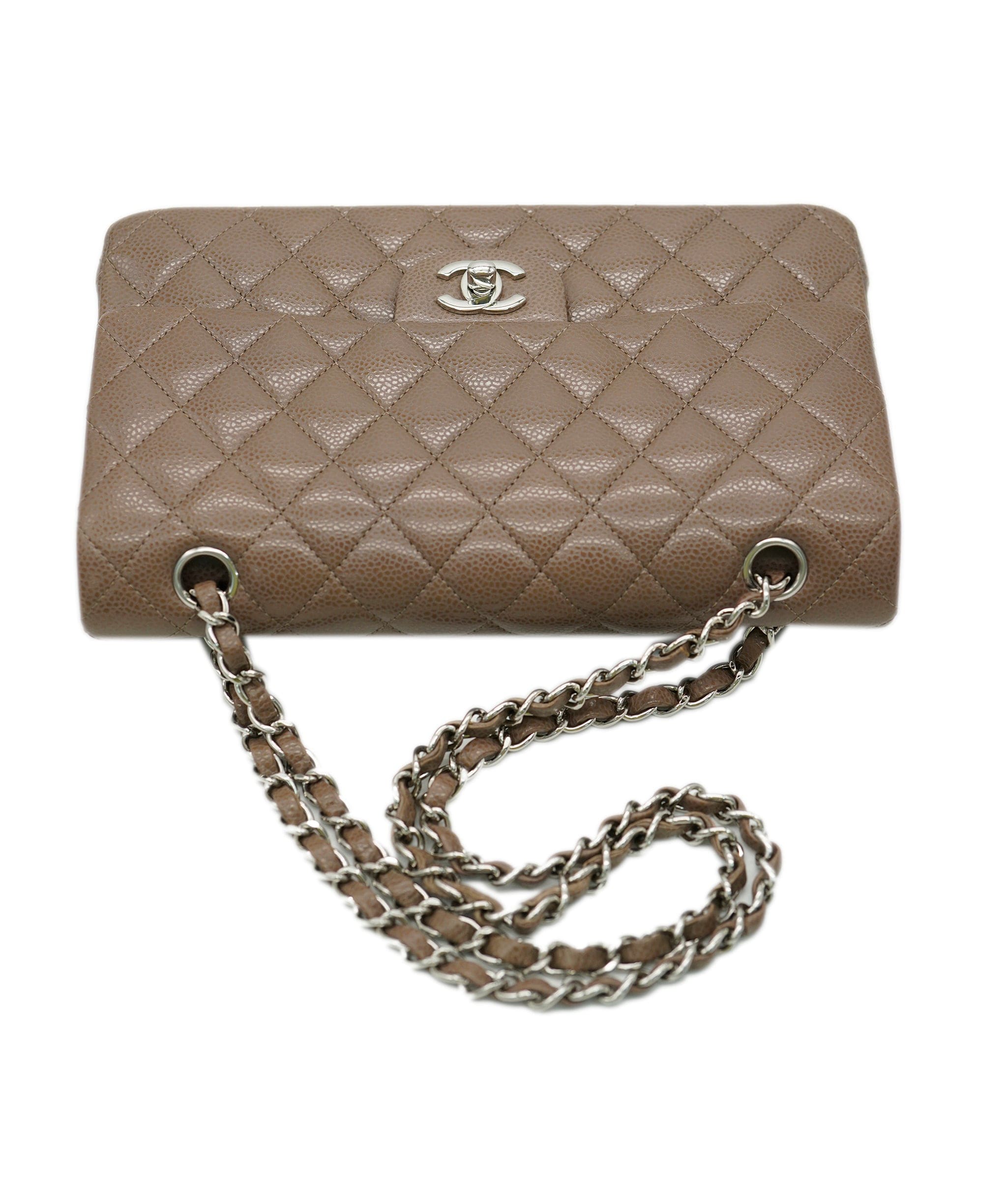 Chanel Chanel caviar light brown classic flap with SHW - AJC0790