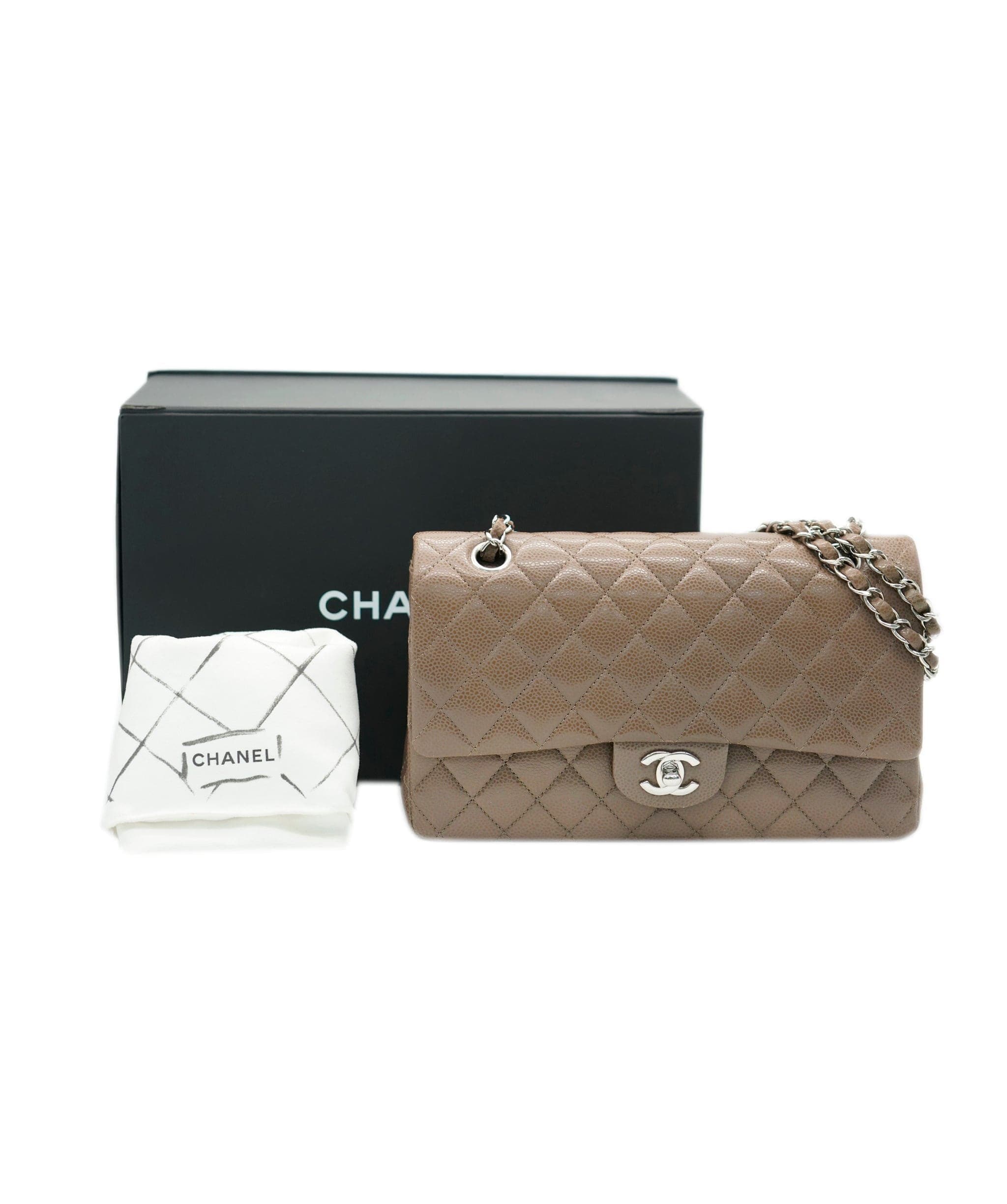 Chanel Chanel caviar light brown classic flap with SHW - AJC0790