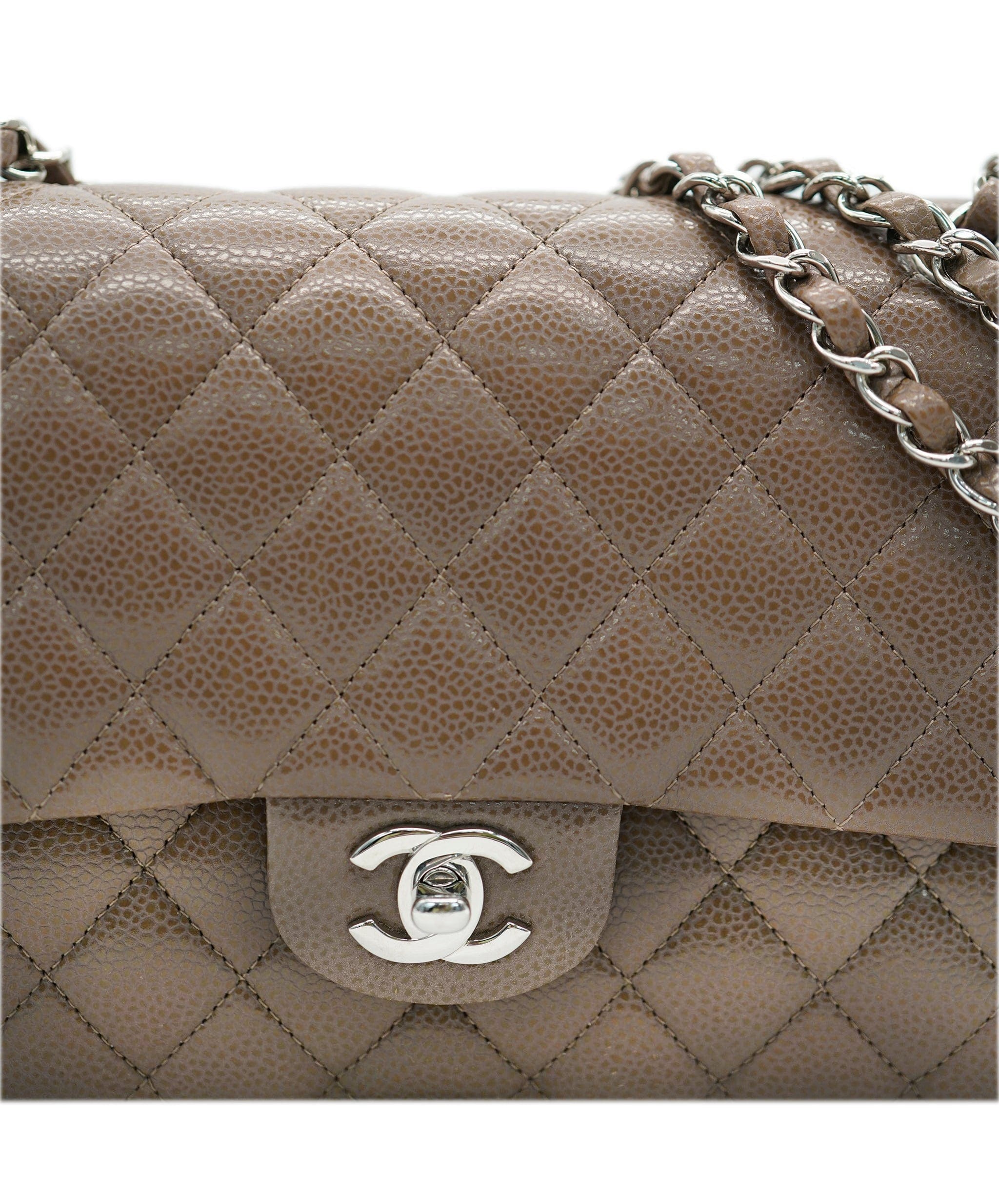 Chanel Chanel caviar light brown classic flap with SHW - AJC0790