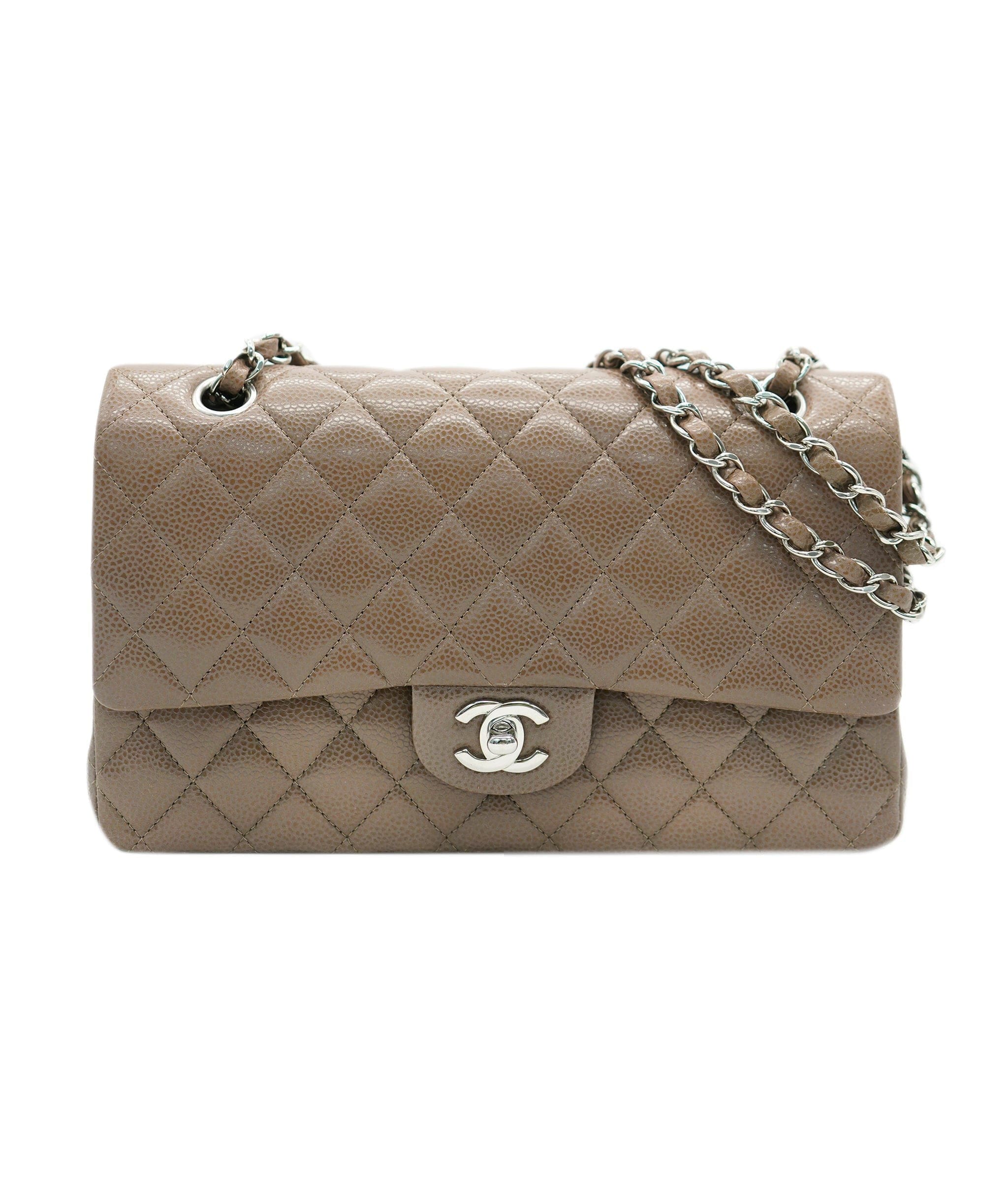 Chanel Chanel caviar light brown classic flap with SHW - AJC0790