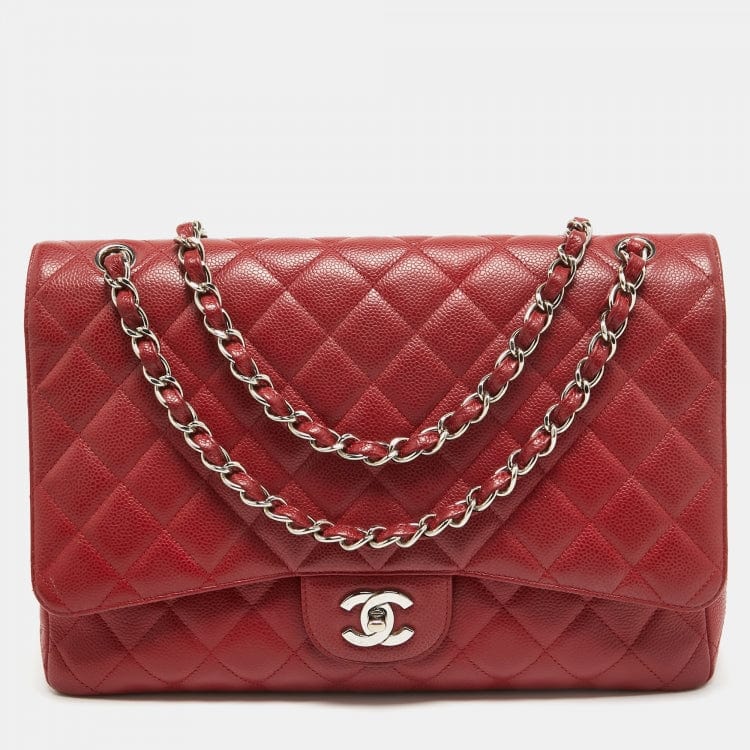 Chanel Chanel Caviar Maxi Classic Single Flap Bag Red ASCLC2385