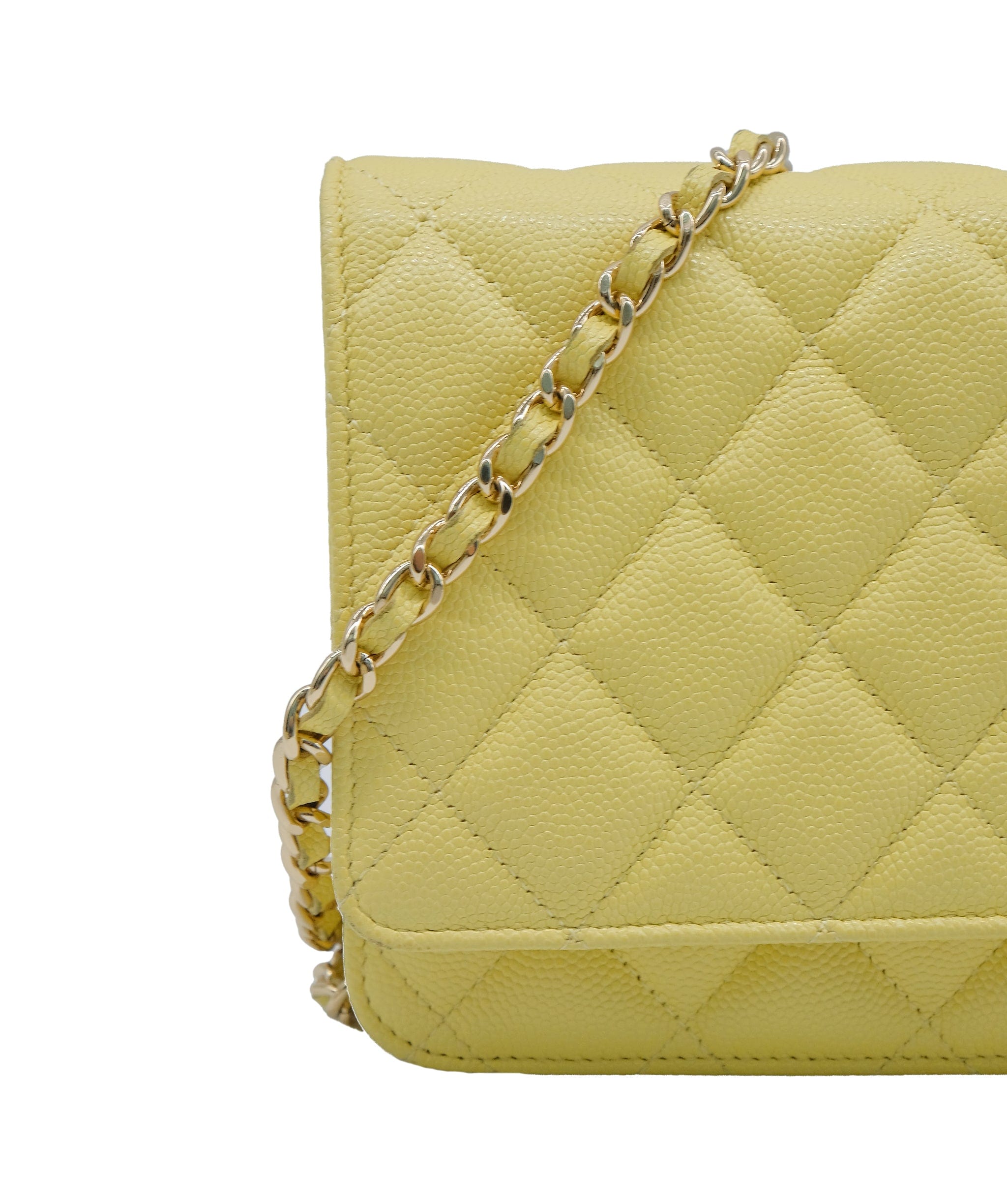 Chanel Chanel Caviar Wallet On Chain Yellow Crossbody Bag RJC3750