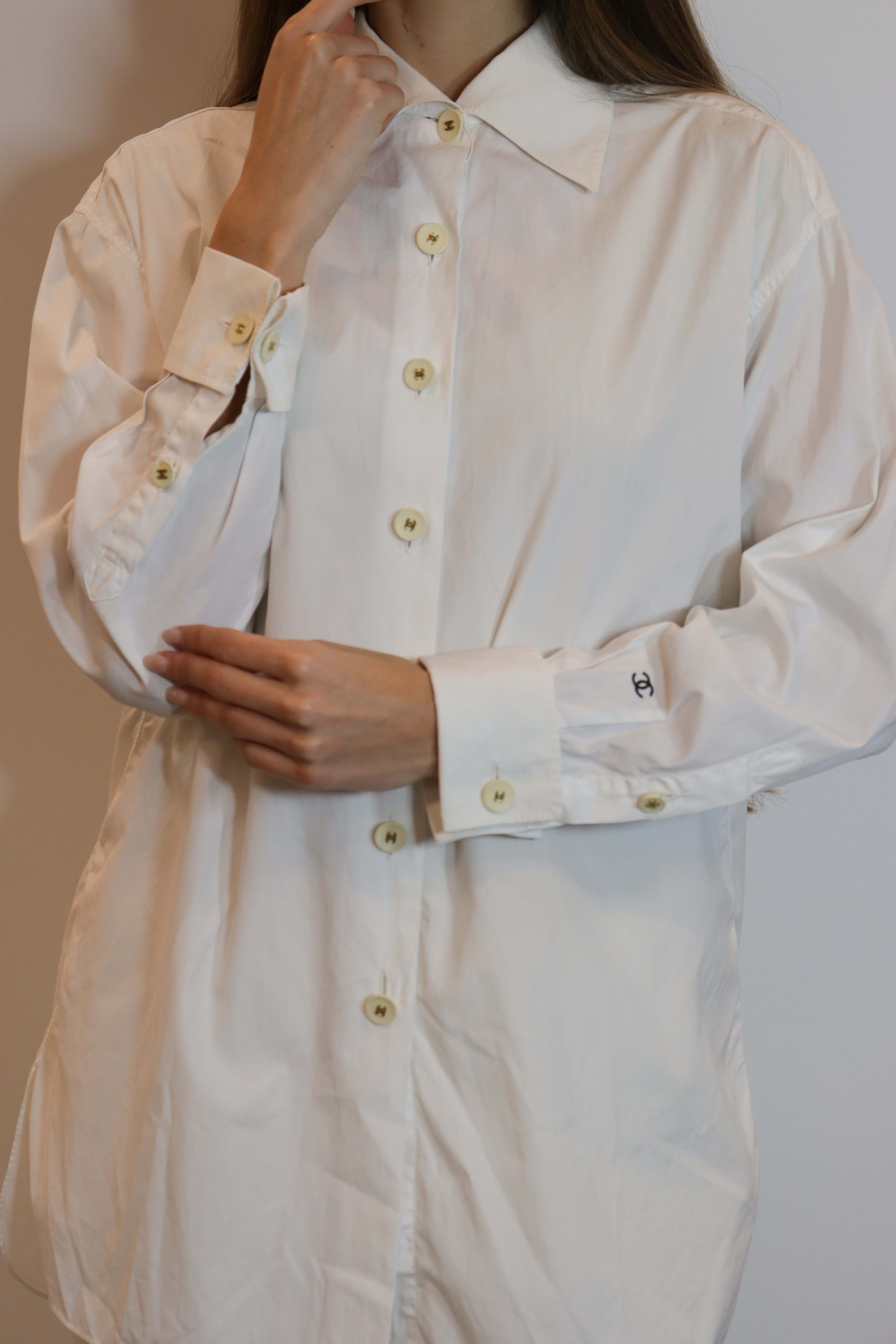 Chanel Chanel CC Buttons Shirt White Cotton  DXBS1270