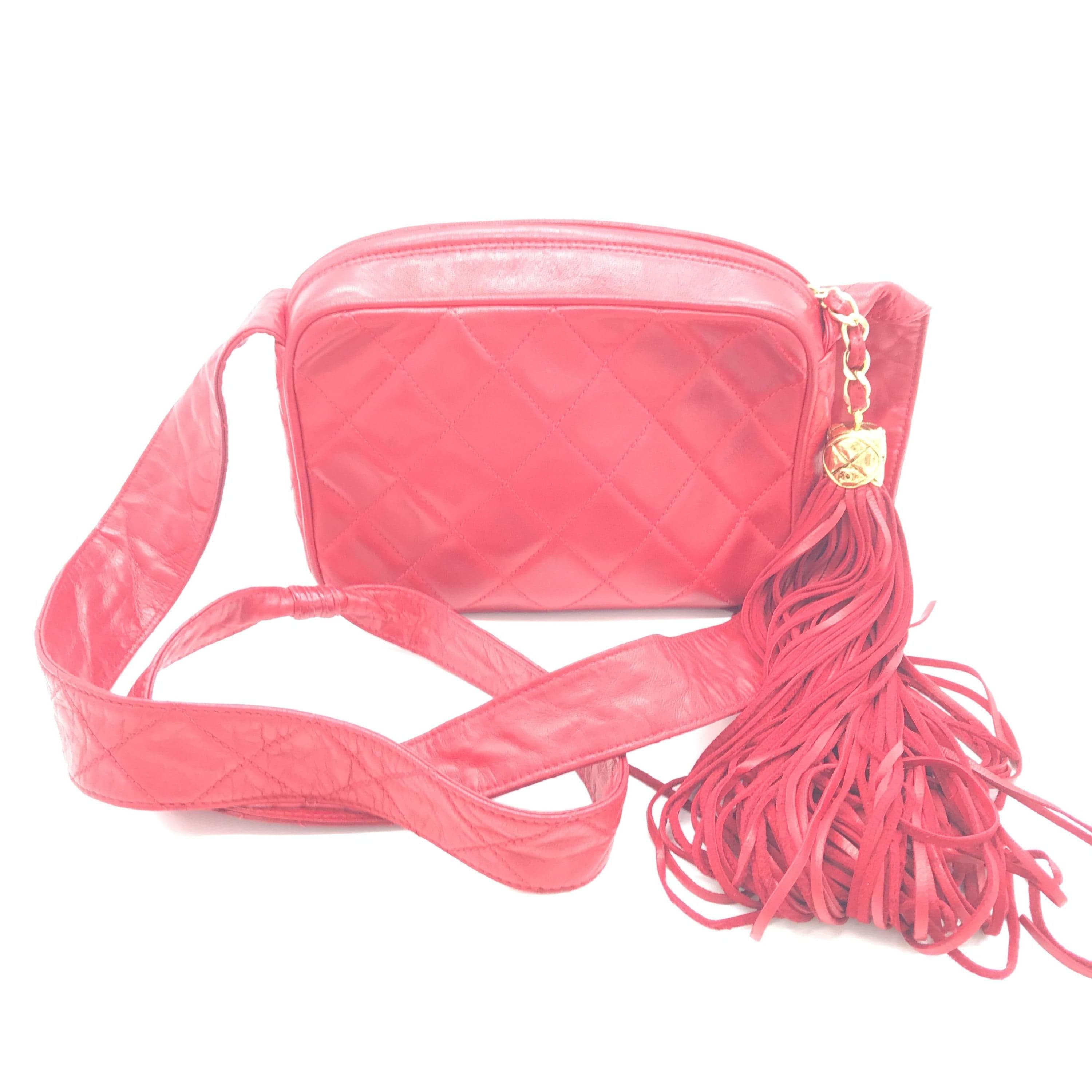 Chanel Chanel CC Quilted Red Leather Camera Tassel Bag ALC3196