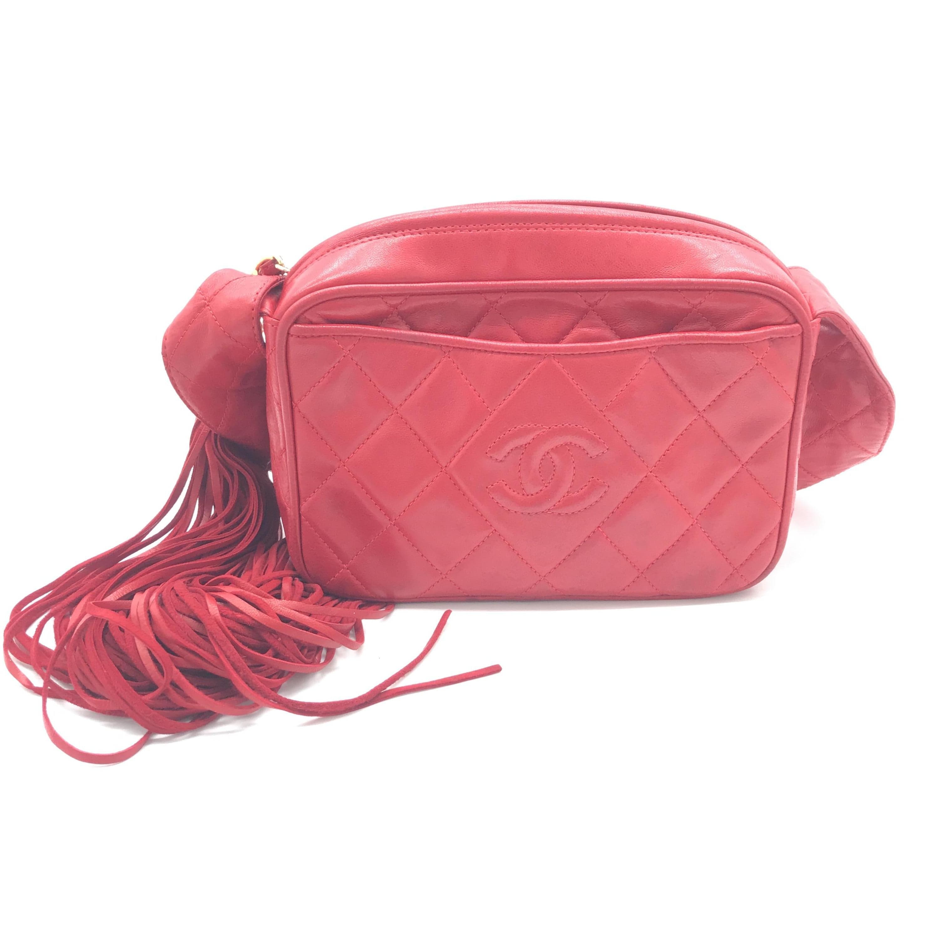 Chanel Chanel CC Quilted Red Leather Camera Tassel Bag ALC3196