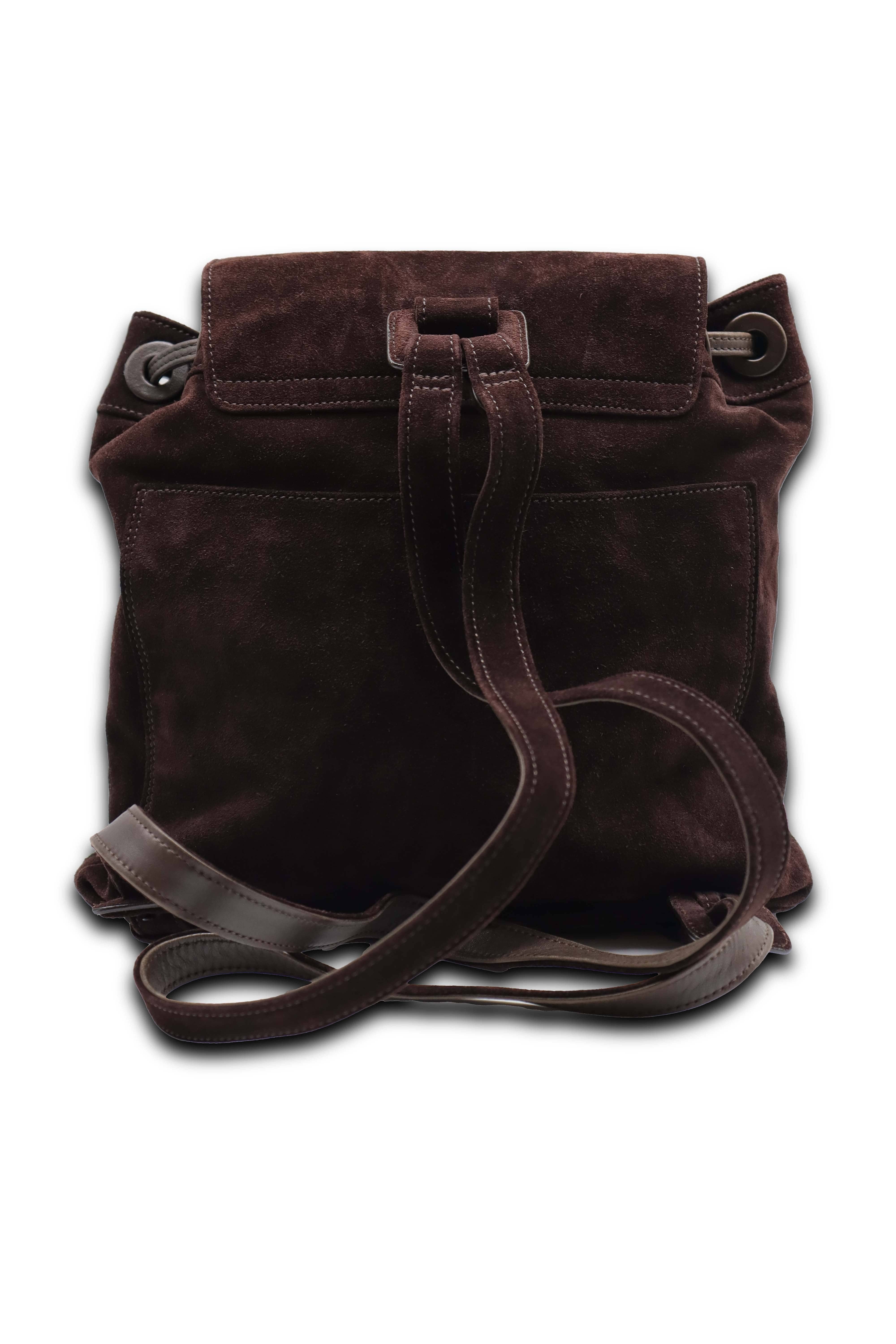 Chanel Chanel CC Suede Backpack Brown DXBS6082