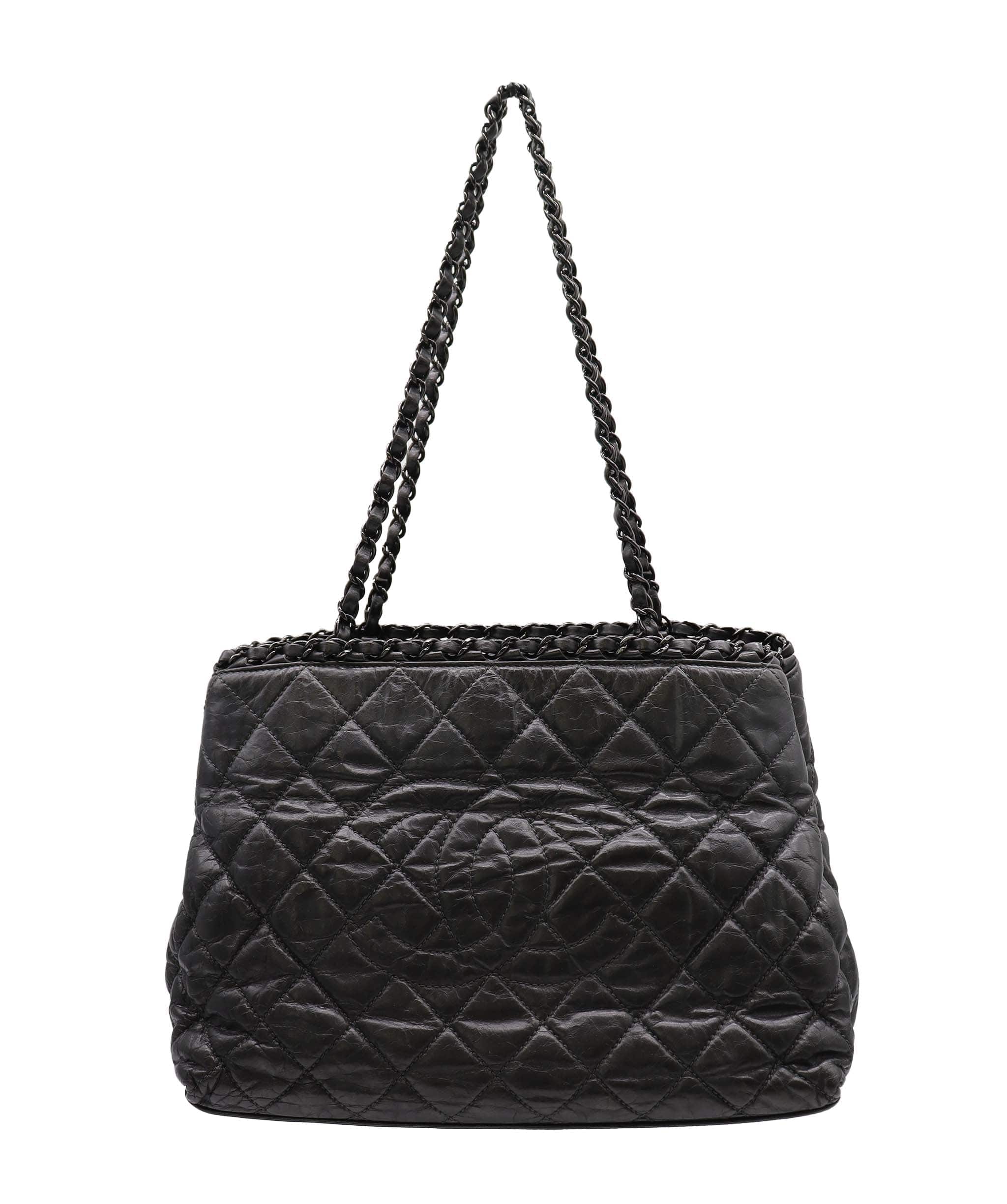 Chanel Chanel Chain Around Tote Bag Black Calfskin Black Hardware #14  SKC2012