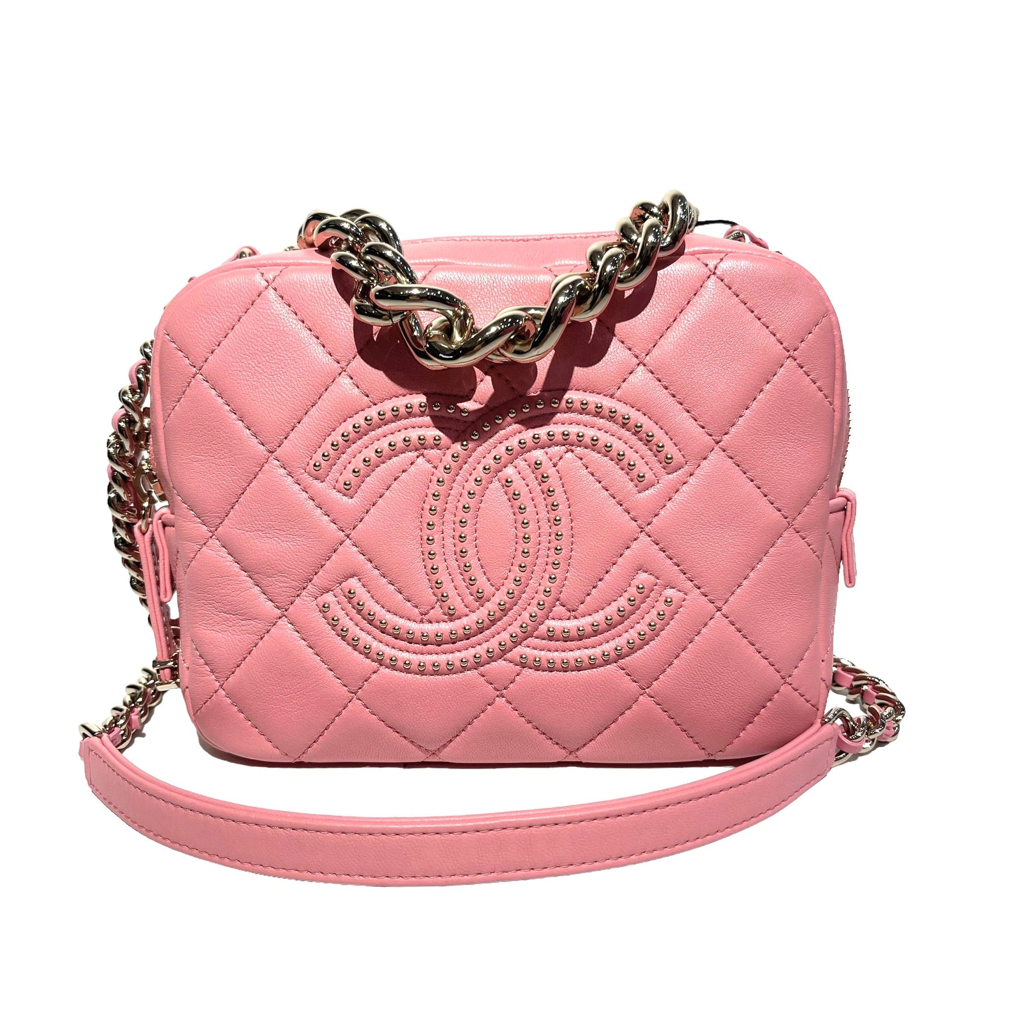 Chanel Chain Handle Vanity Stud CC Pink Lambskin LGHW 90179694