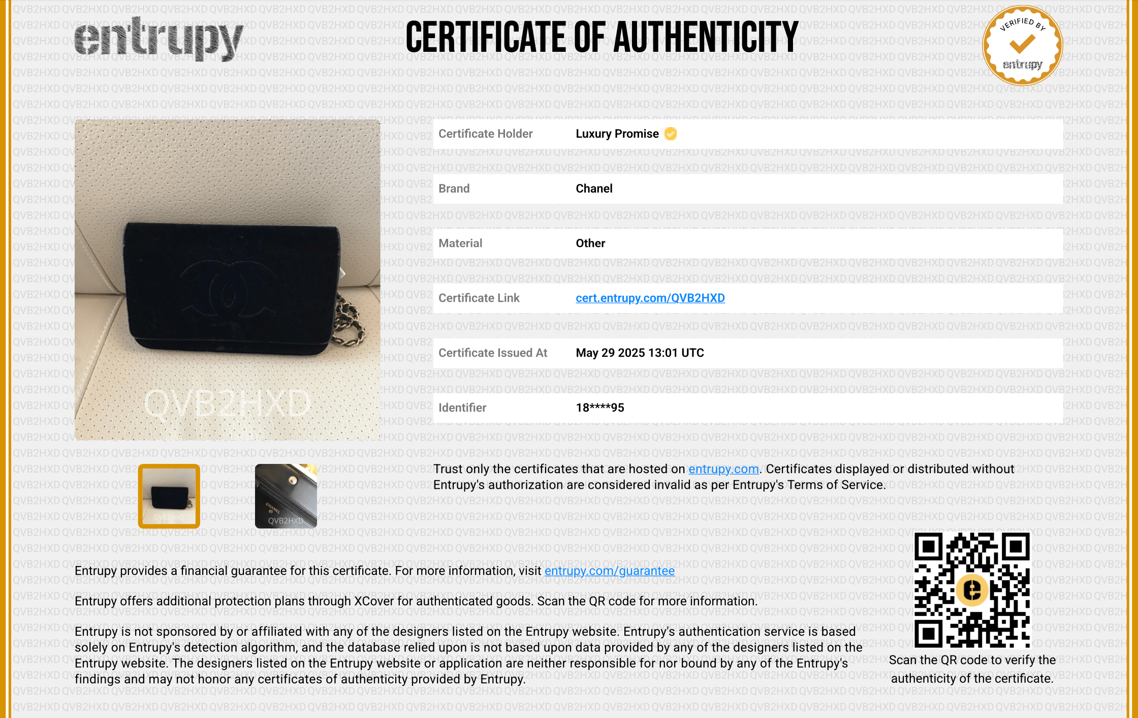 Chanel CHANEL CHAIN WALLET SHOULDER BLACK VELOR 90195523 DBXS3589