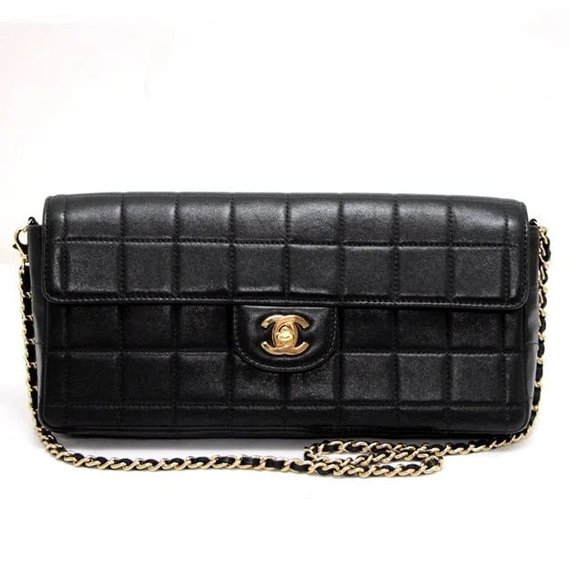 Chanel CHANEL Chocolate Bar Quilted Lambskin Shoulder Bag Black #64171 - AJC0576