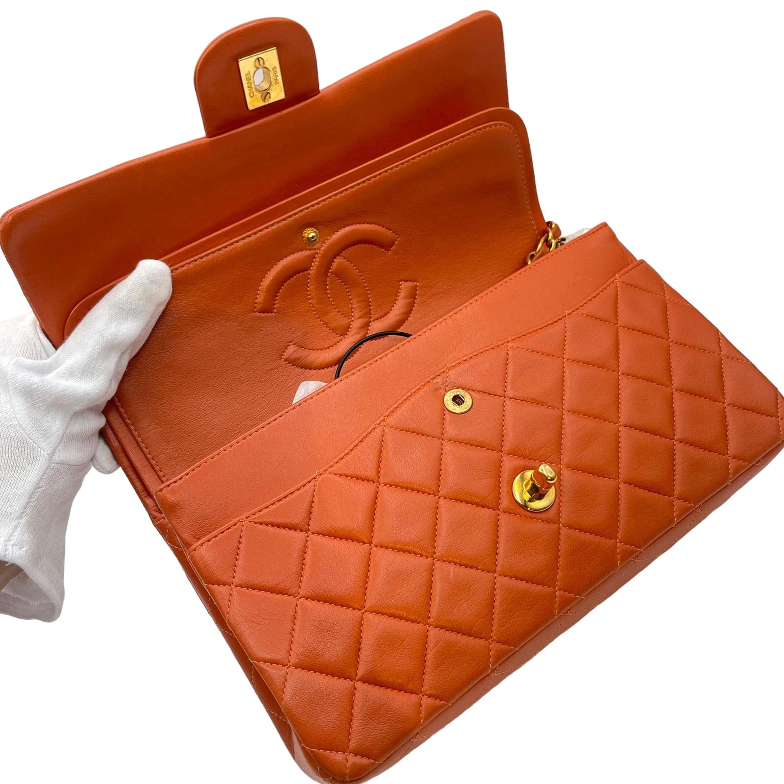 Chanel Chanel Classic Flap Orange Lambskin GHW LP90195281 ASC2523