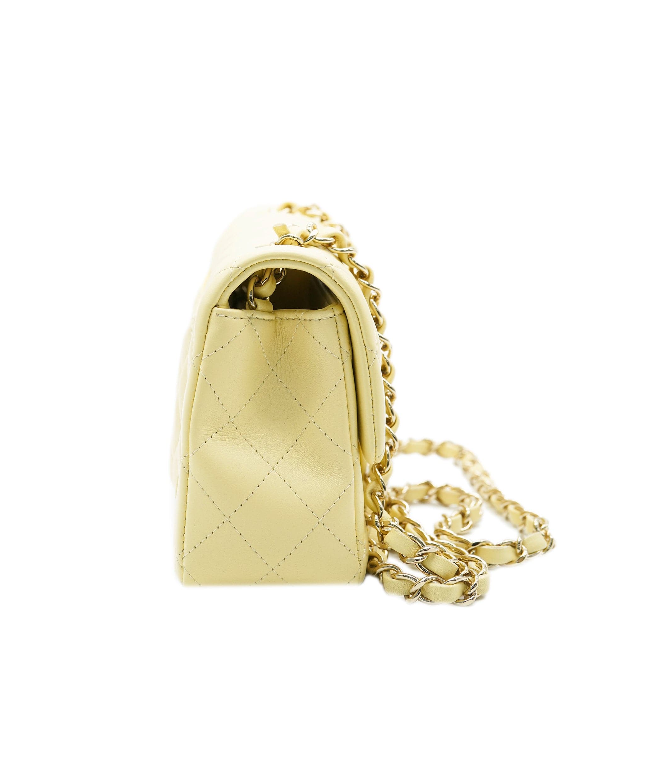 Chanel Chanel Classic Mini Rectangle Pale Yellow Lambskin GHW #30 ASL10538