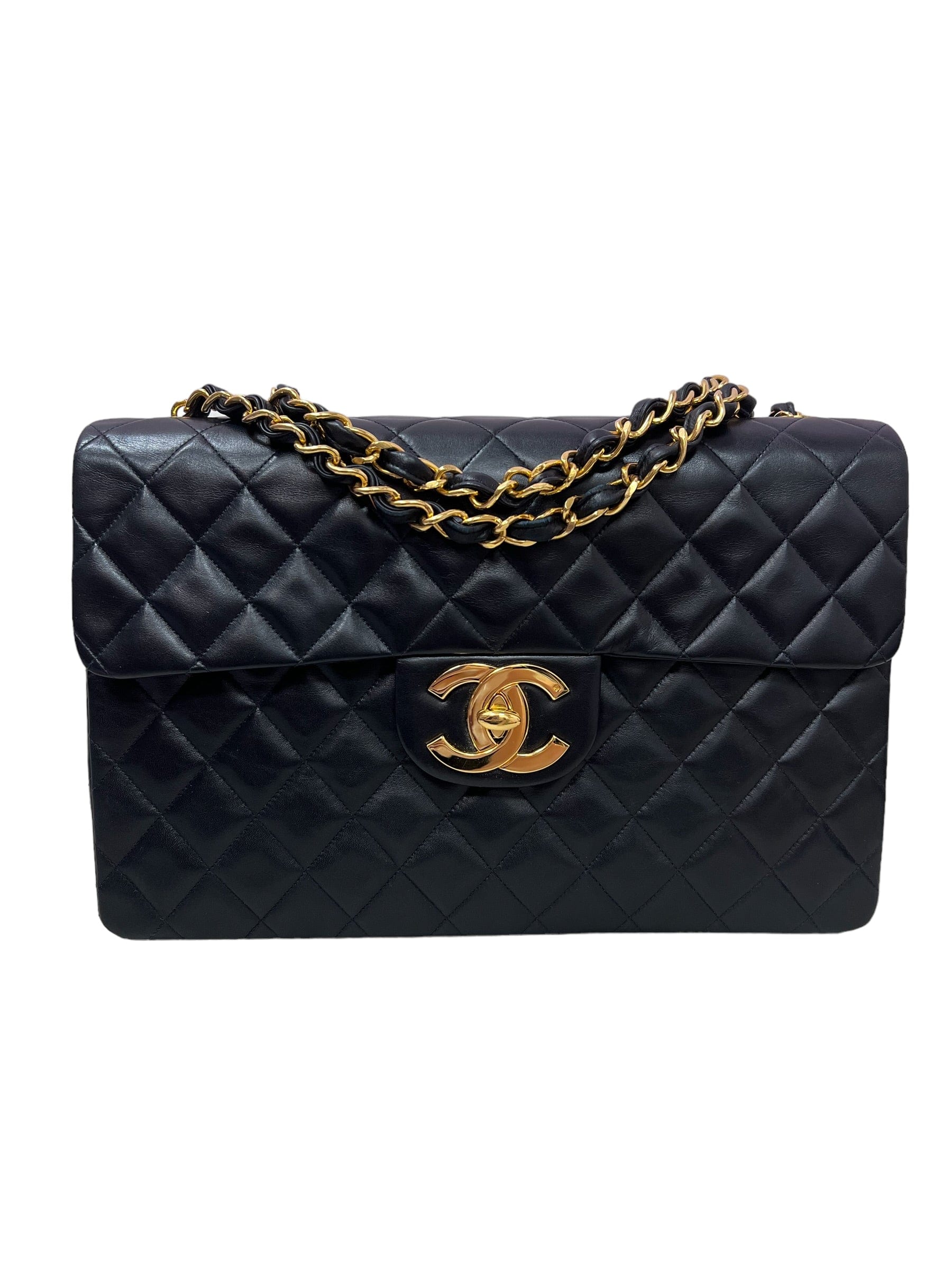 Chanel Classic Single Flap Maxi XL CC Black Lambskin GHW SKC1488 –  LuxuryPromise