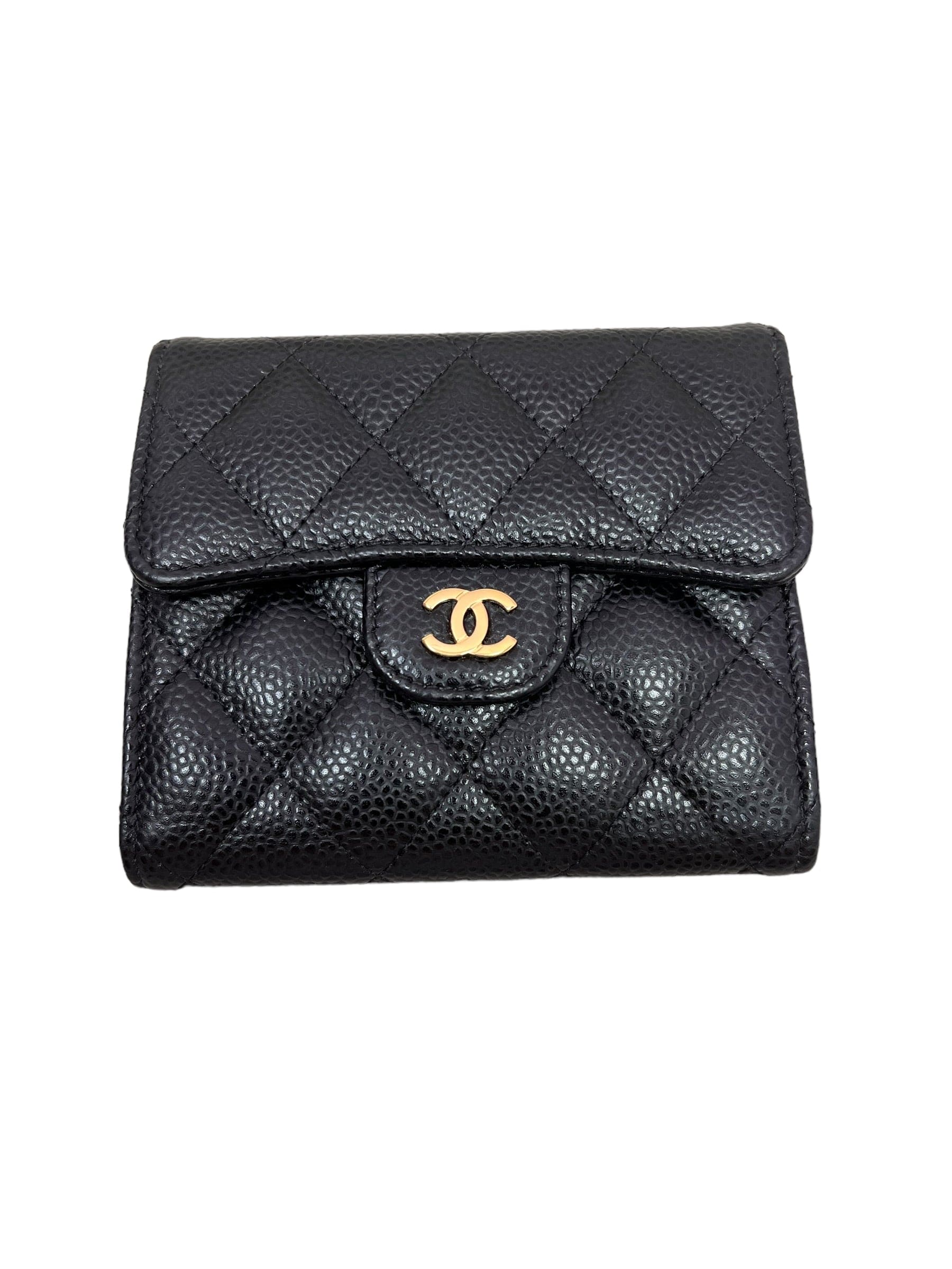 Chanel Small Flap Trifold Wallet Black Caviar Gold Hardware 23C – Coco  Approved Studio