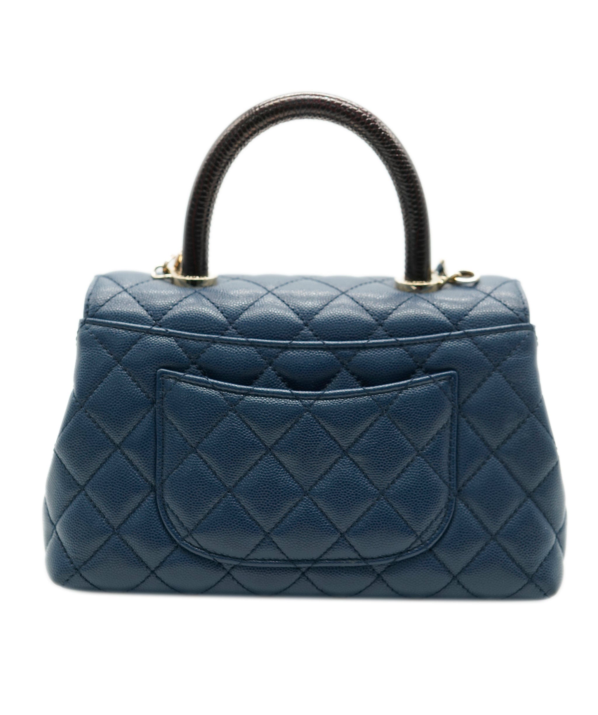 Chanel Chanel Coco Navy Top Handle with Lizard  ALC1342