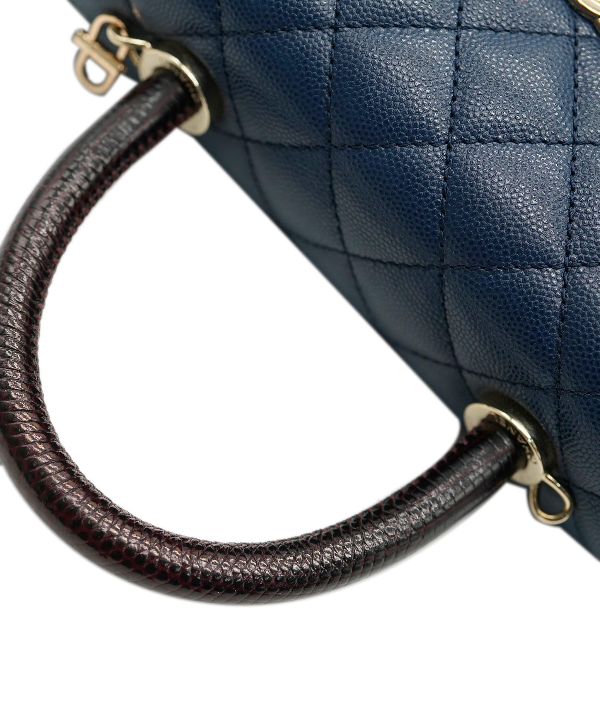 Chanel Chanel Coco Navy Top Handle with Lizard  ALC1342