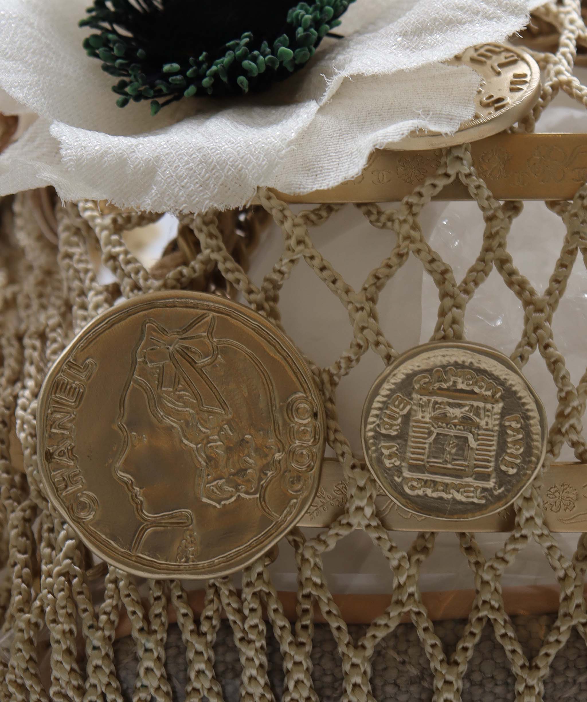 Chanel CHANEL COCOMARK BASKET BAG BEIGE METAL MESH DXBS2196