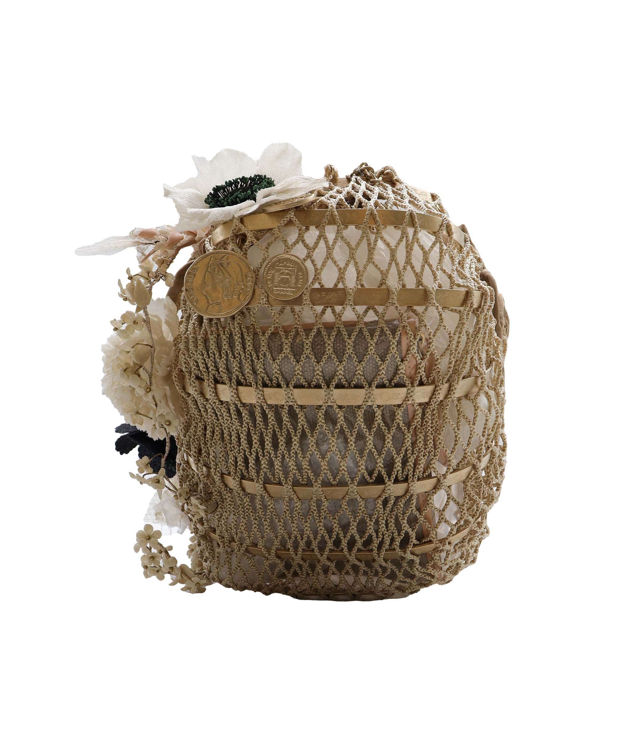 Chanel CHANEL COCOMARK BASKET BAG BEIGE METAL MESH DXBS2196