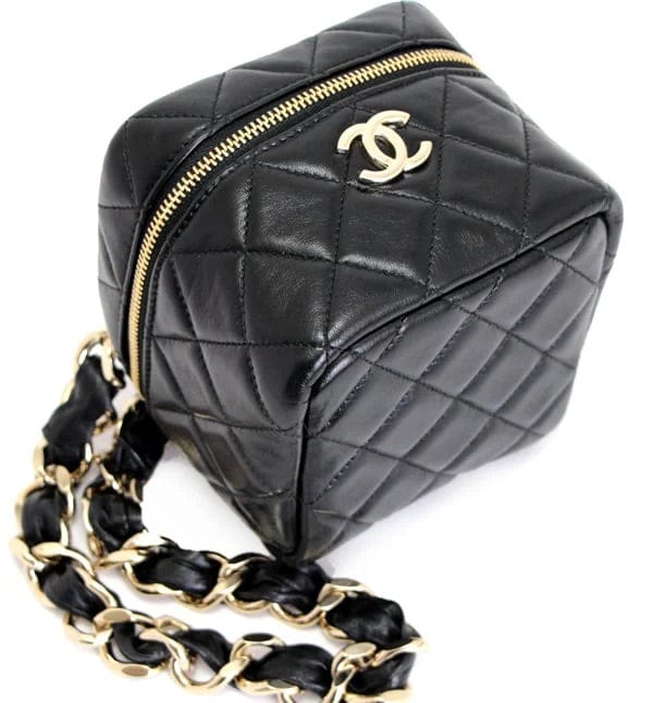 Chanel CHANEL Cube Wrislet Vanity Bag Quilted Lambskin Leather Black #63650 - AJC0596