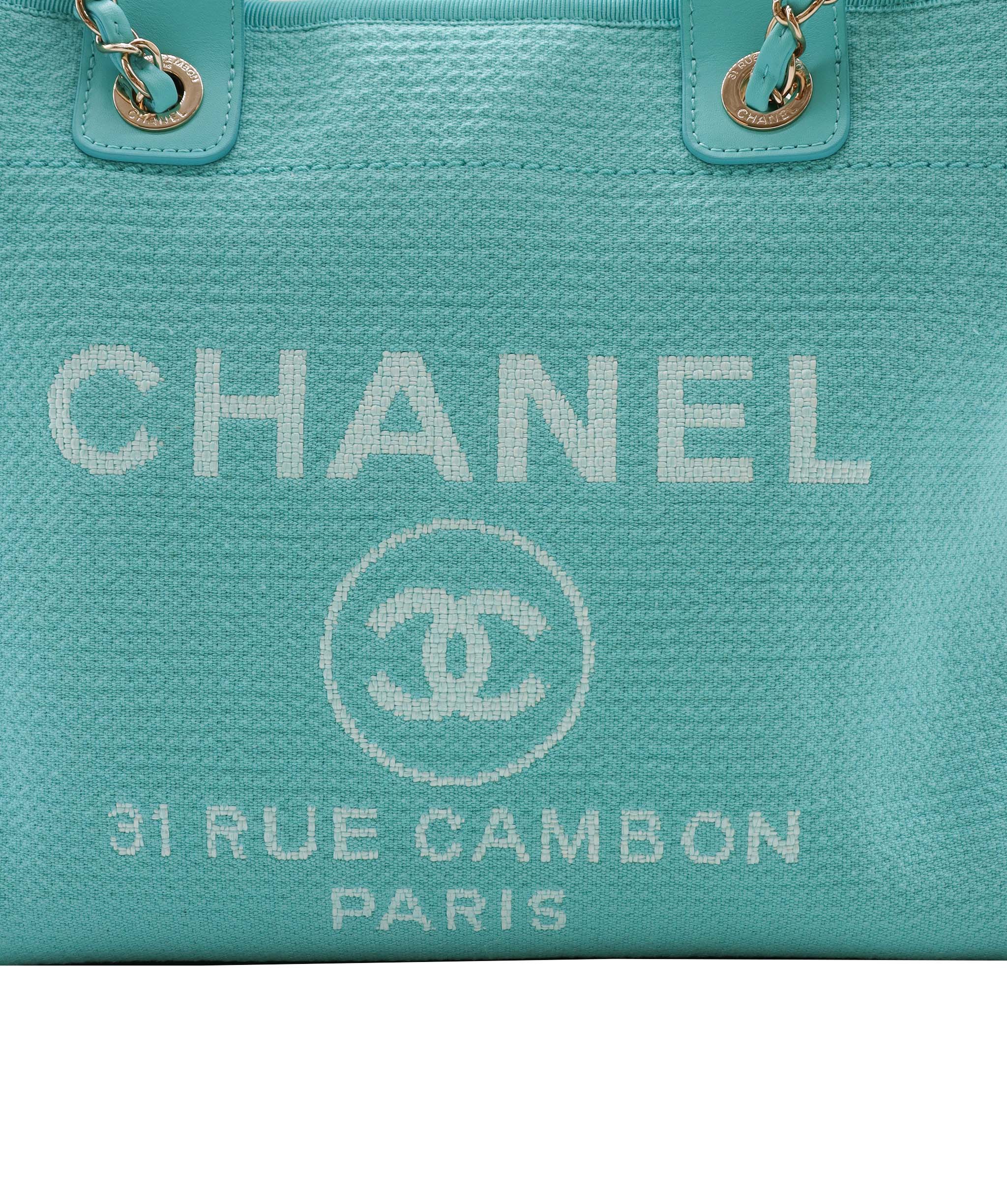 Chanel CHANEL Deauville canvas green tote bag  DXBS0595