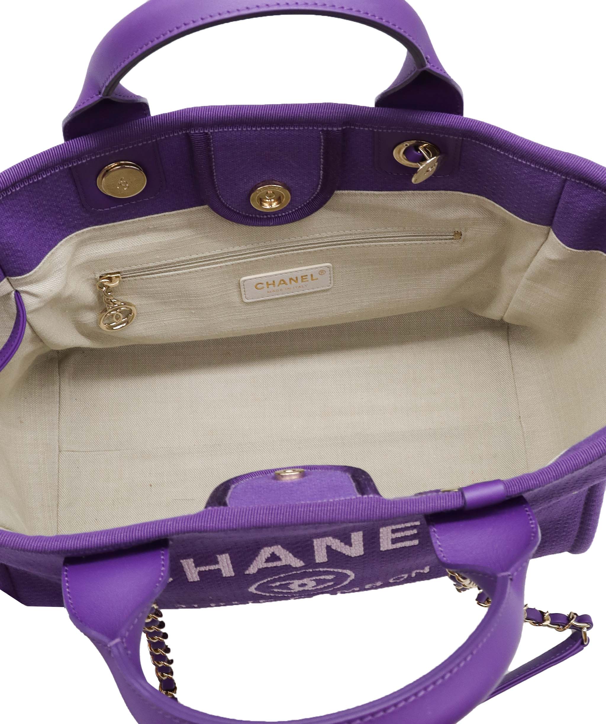 Chanel CHANEL Deauville Tote Bag Purple DXBS0576