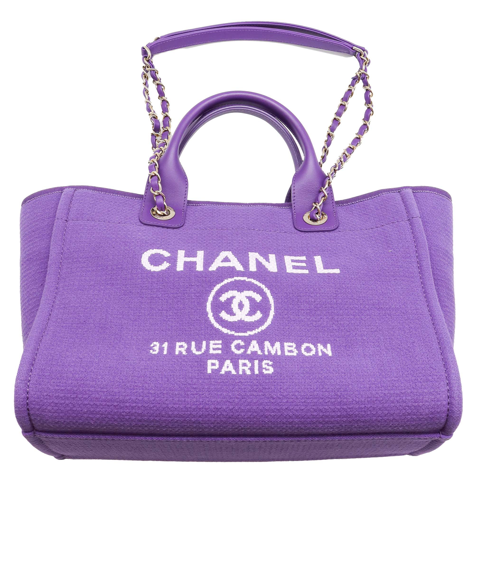 Chanel CHANEL Deauville Tote Bag Purple DXBS0576