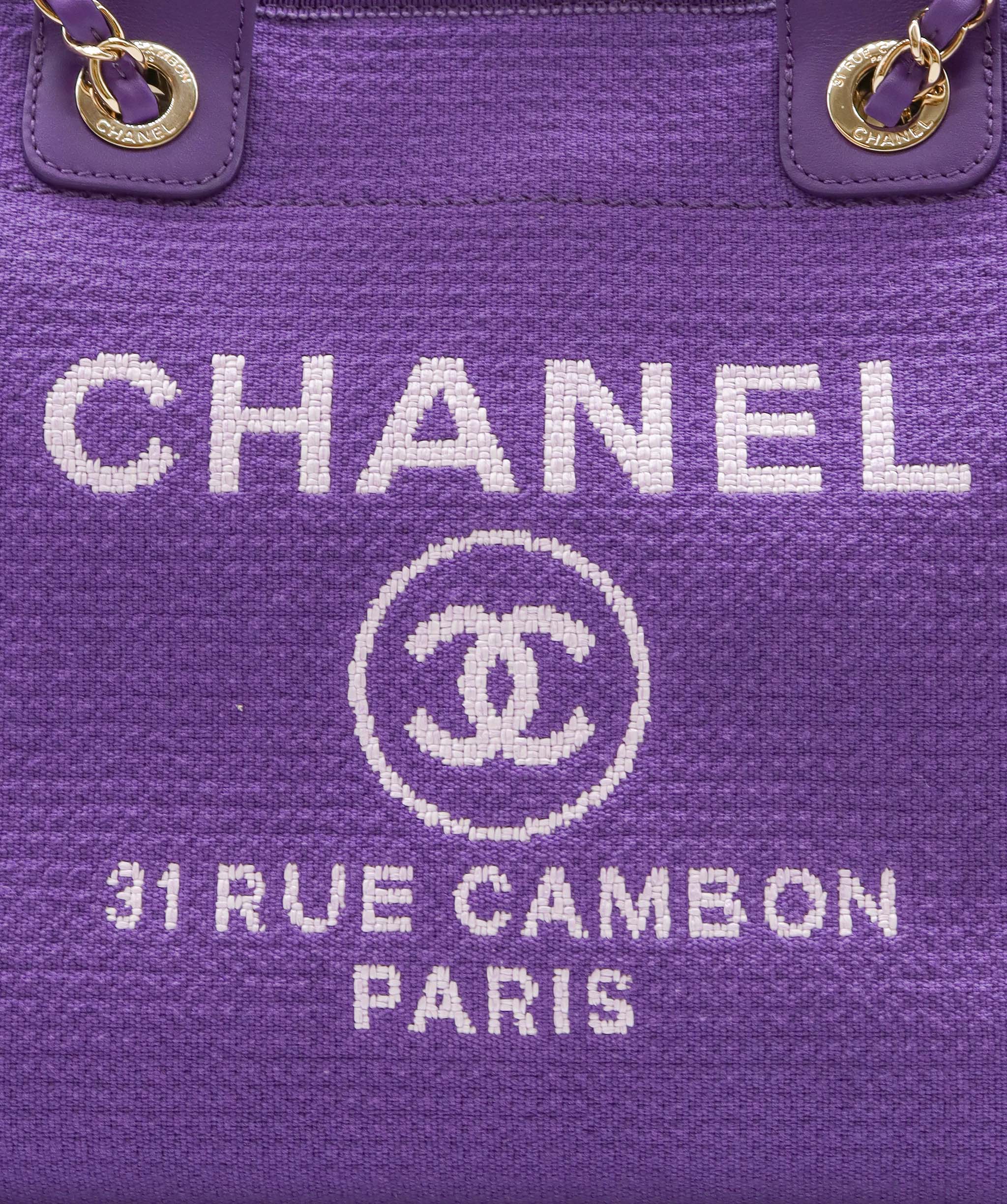 Chanel CHANEL Deauville Tote Bag Purple DXBS0576