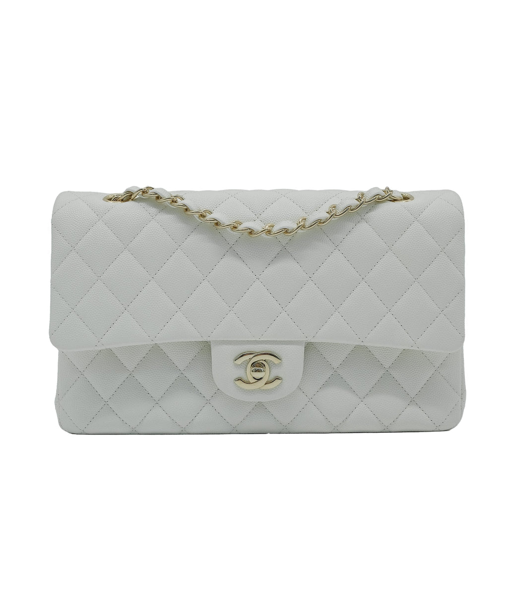 Chanel Double Classic Flap White Caviar RJC2766 – LuxuryPromise