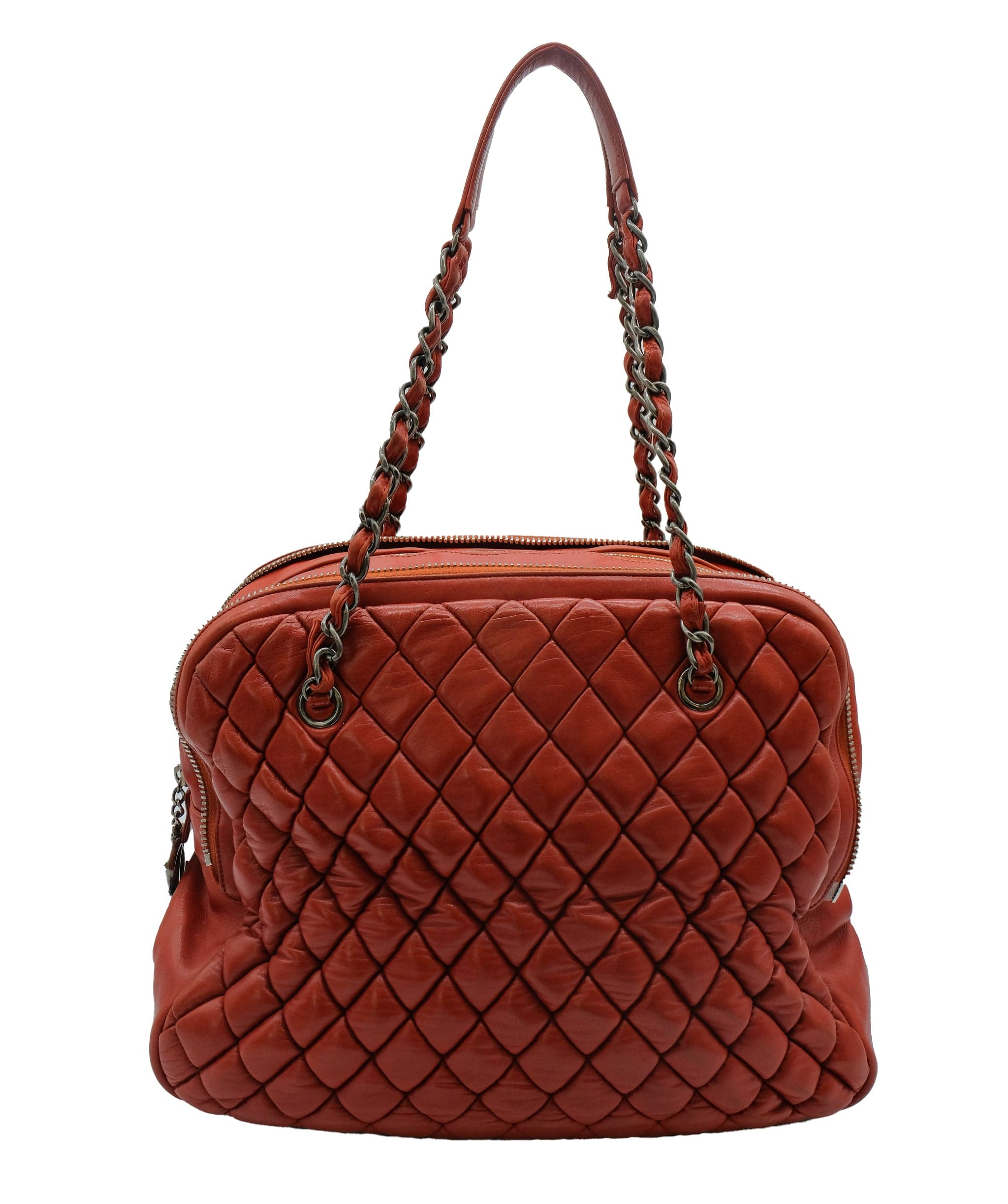 Chanel Chanel Double Zip Tote Red Lambskin SHW ASC5311