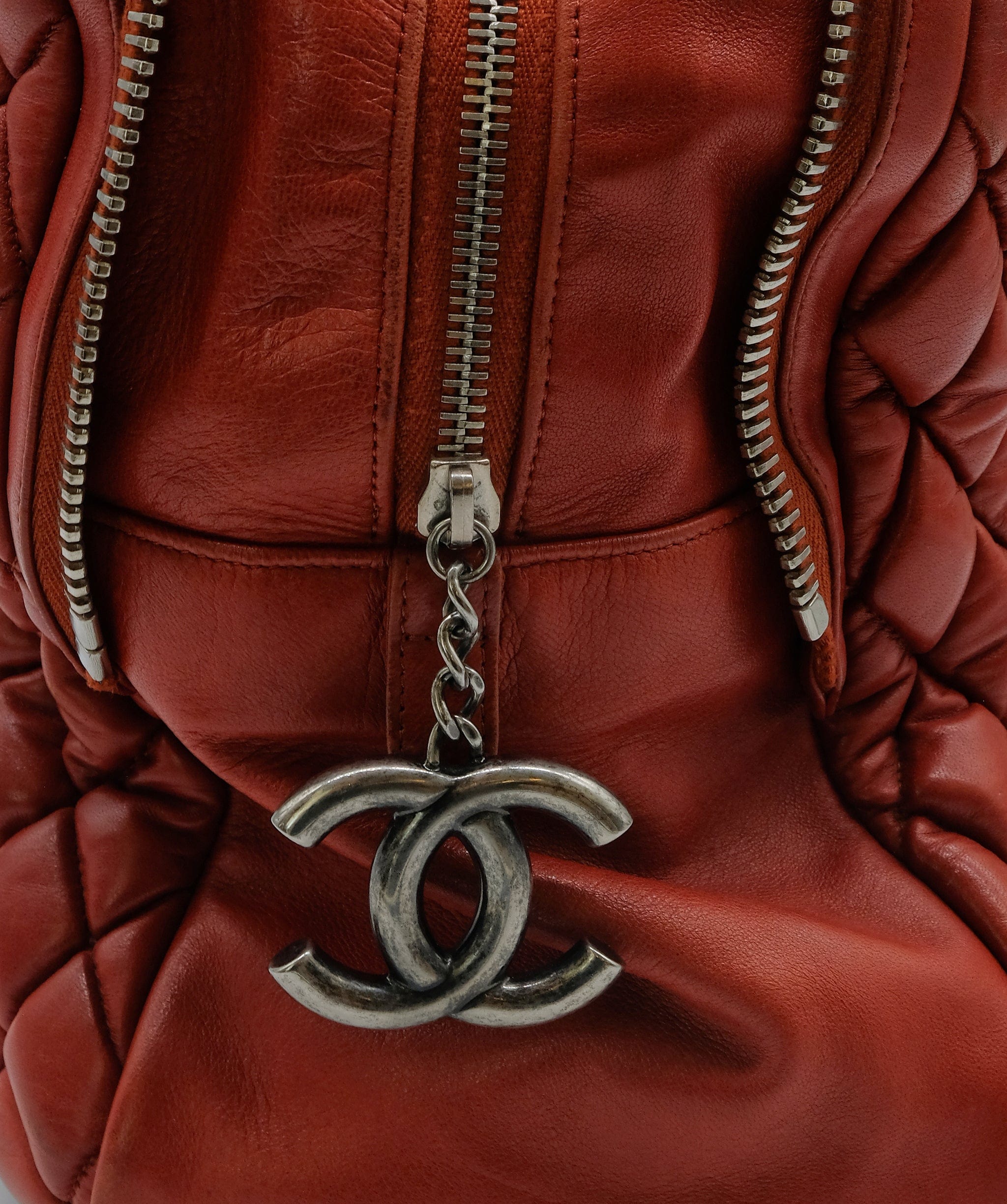 Chanel Chanel Double Zip Tote Red Lambskin SHW ASC5311