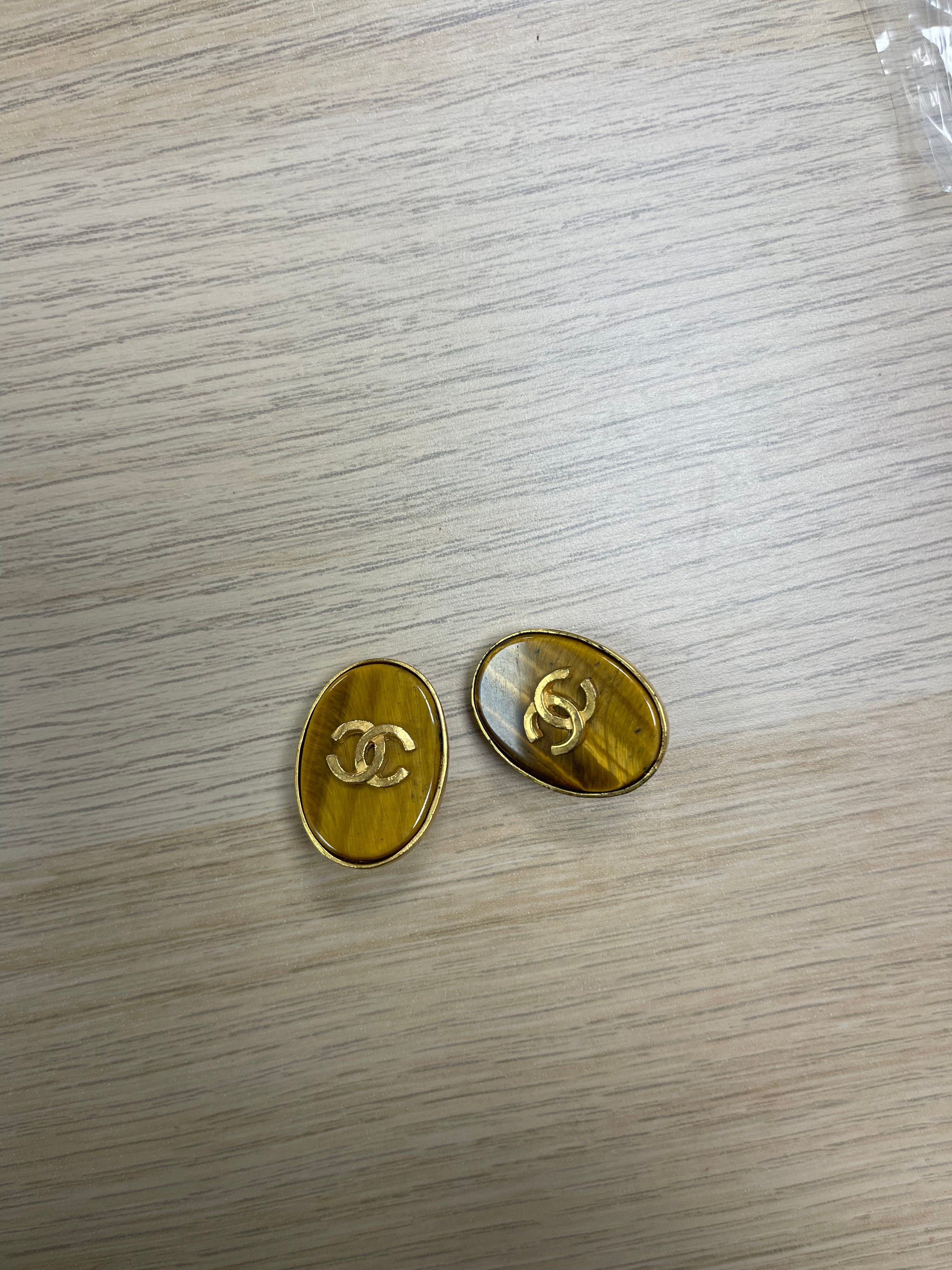 Chanel chanel earring gold tone cc ASL8513