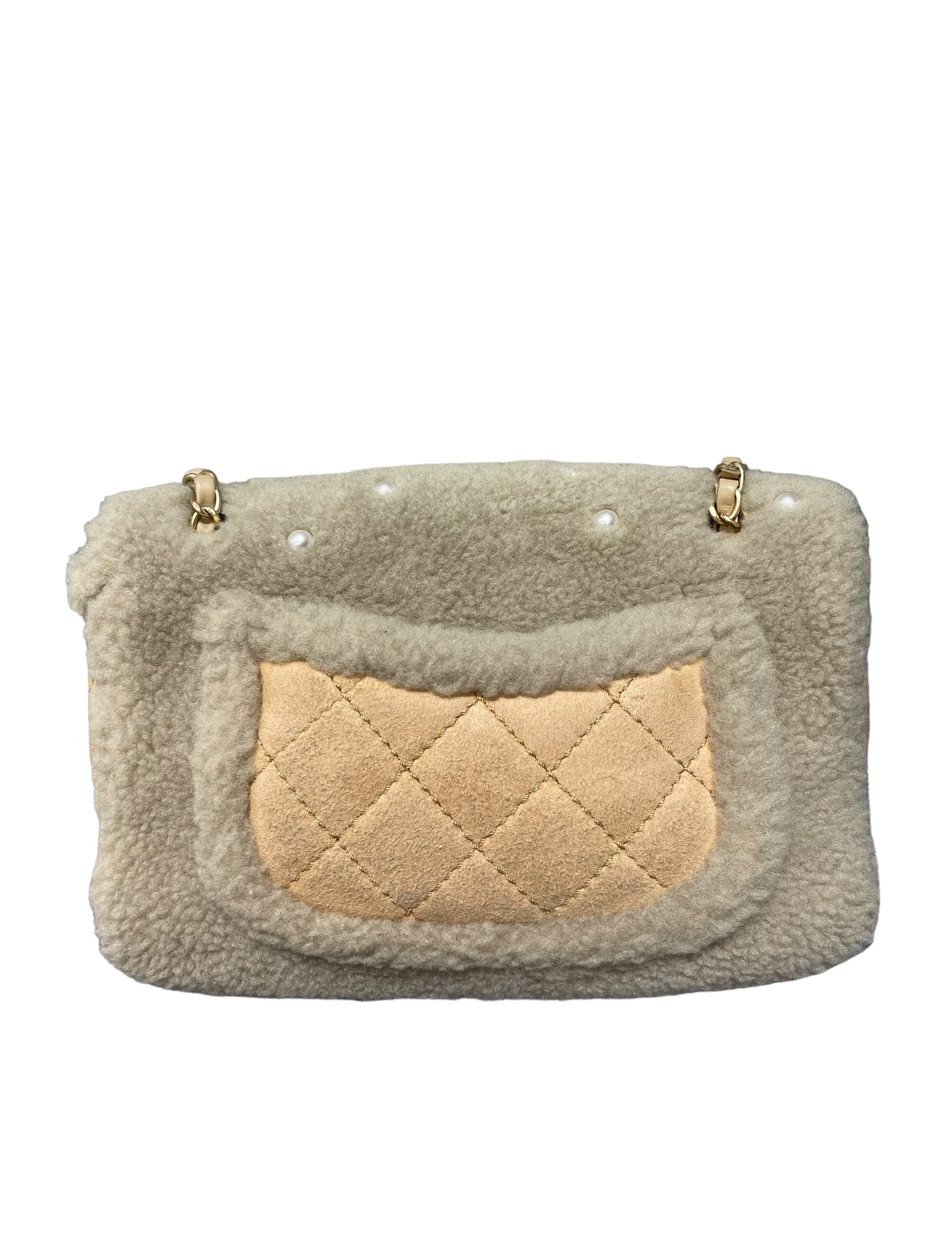 Chanel Flap Shearling / Pearl Beige GHW #20 SKC1911