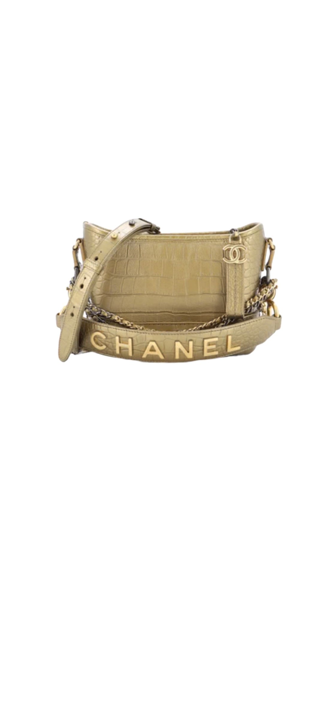 Chanel Chanel Gabrielle Hobo Small Gold with Script Handle SKTR01141