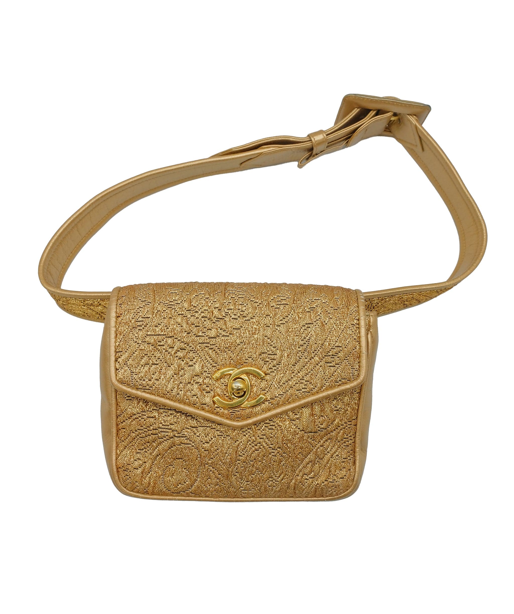 Chanel Chanel Gold Canvas Waist Pouch Gold Canvas ASC5267