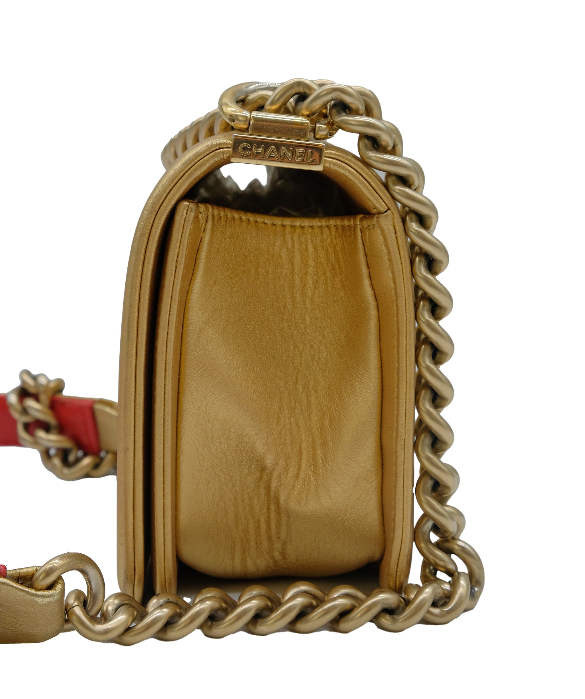 Chanel Chanel Gold Leather Boy Flap Bag Gold Leather ASC5252