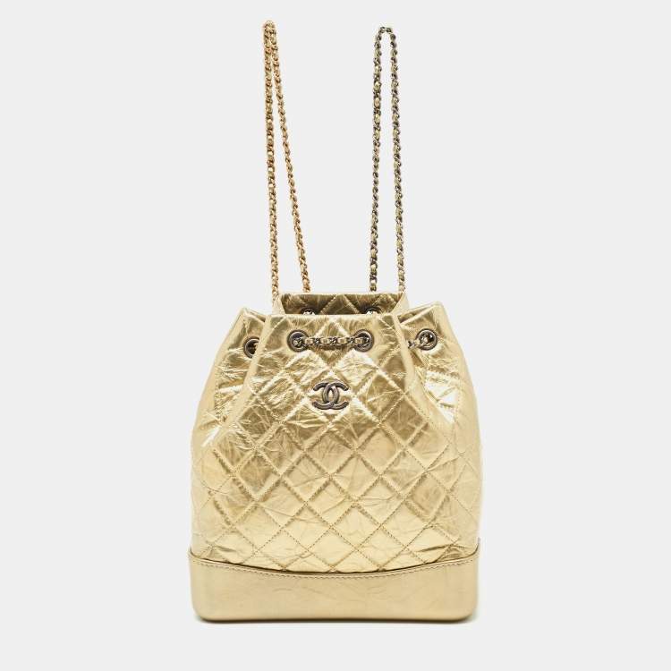 Chanel Chanel Gold Quilted Aged Leather Small Gabrielle Backpack ASCLC2453