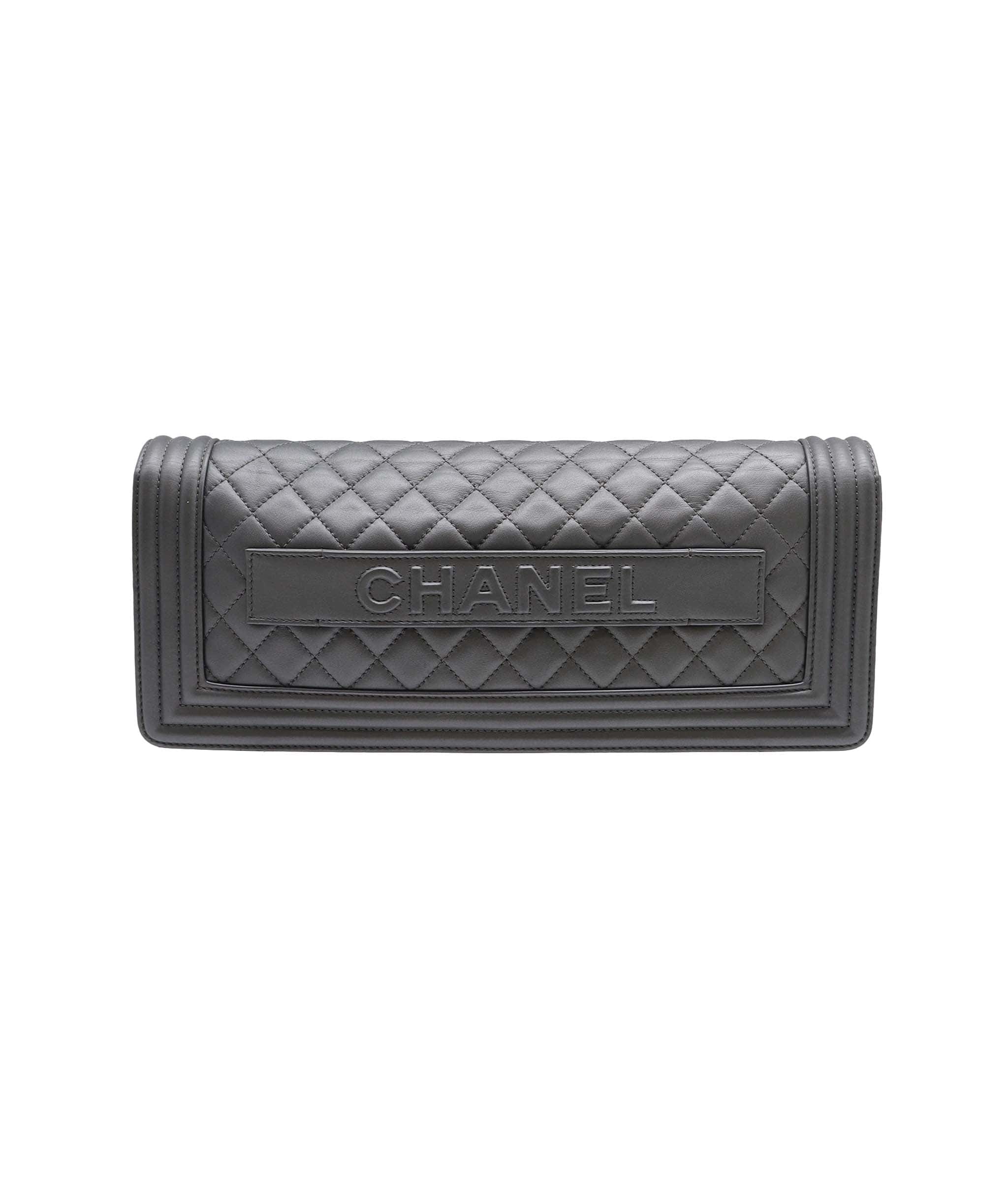 Chanel Chanel Grey Lambskin Leather Boy Bag Clutch RHW AGC2060