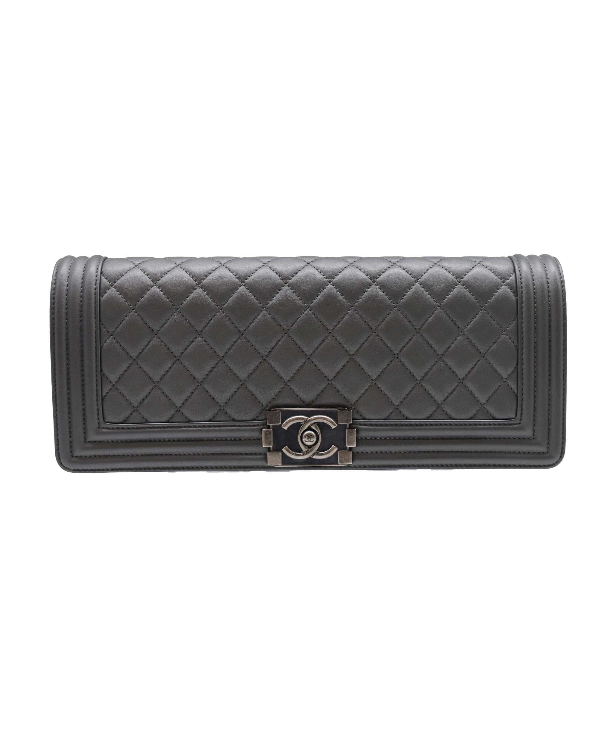 Chanel Chanel Grey Lambskin Leather Boy Bag Clutch RHW AGC2060