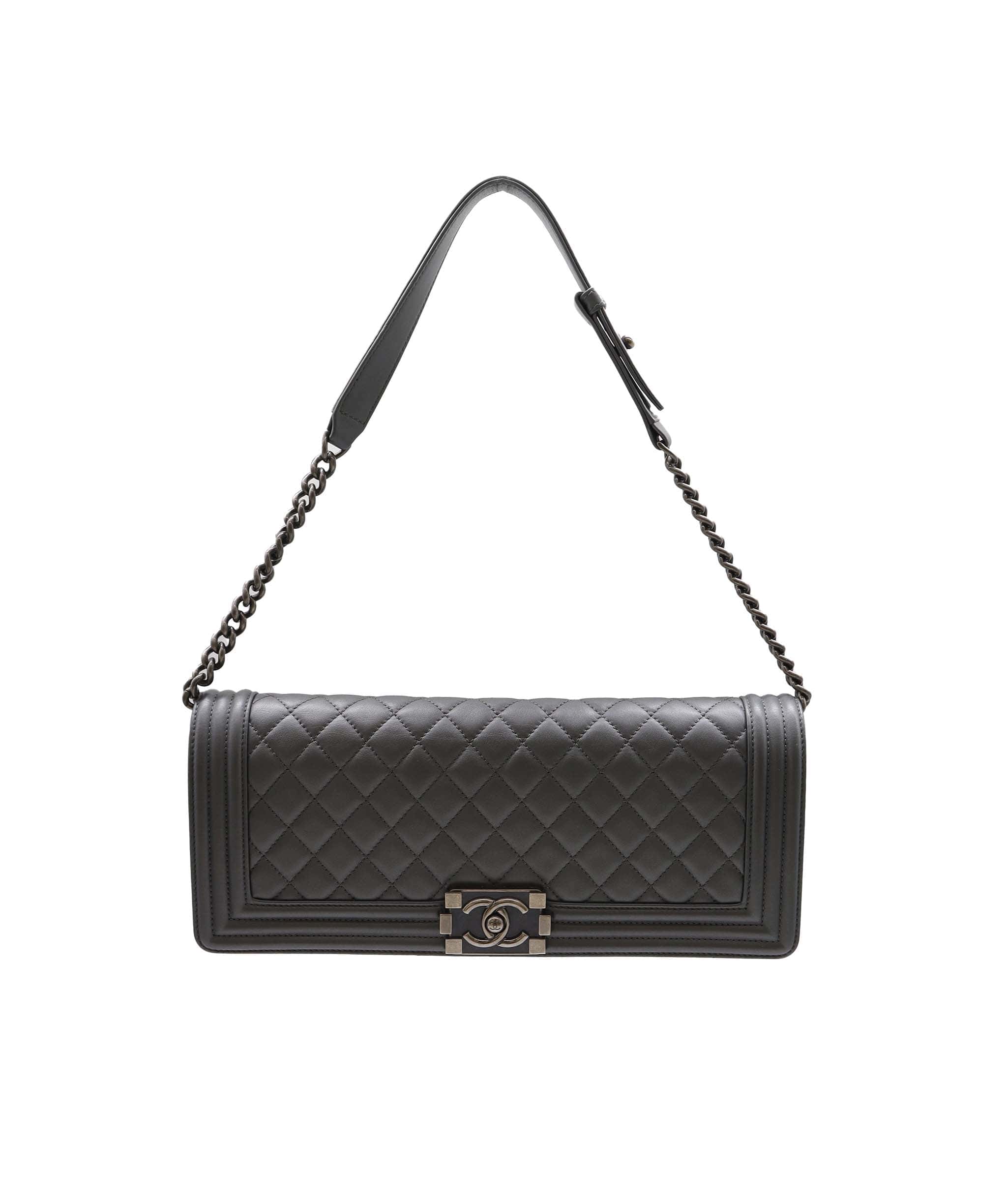 Chanel Chanel Grey Lambskin Leather Boy Bag Clutch RHW AGC2060