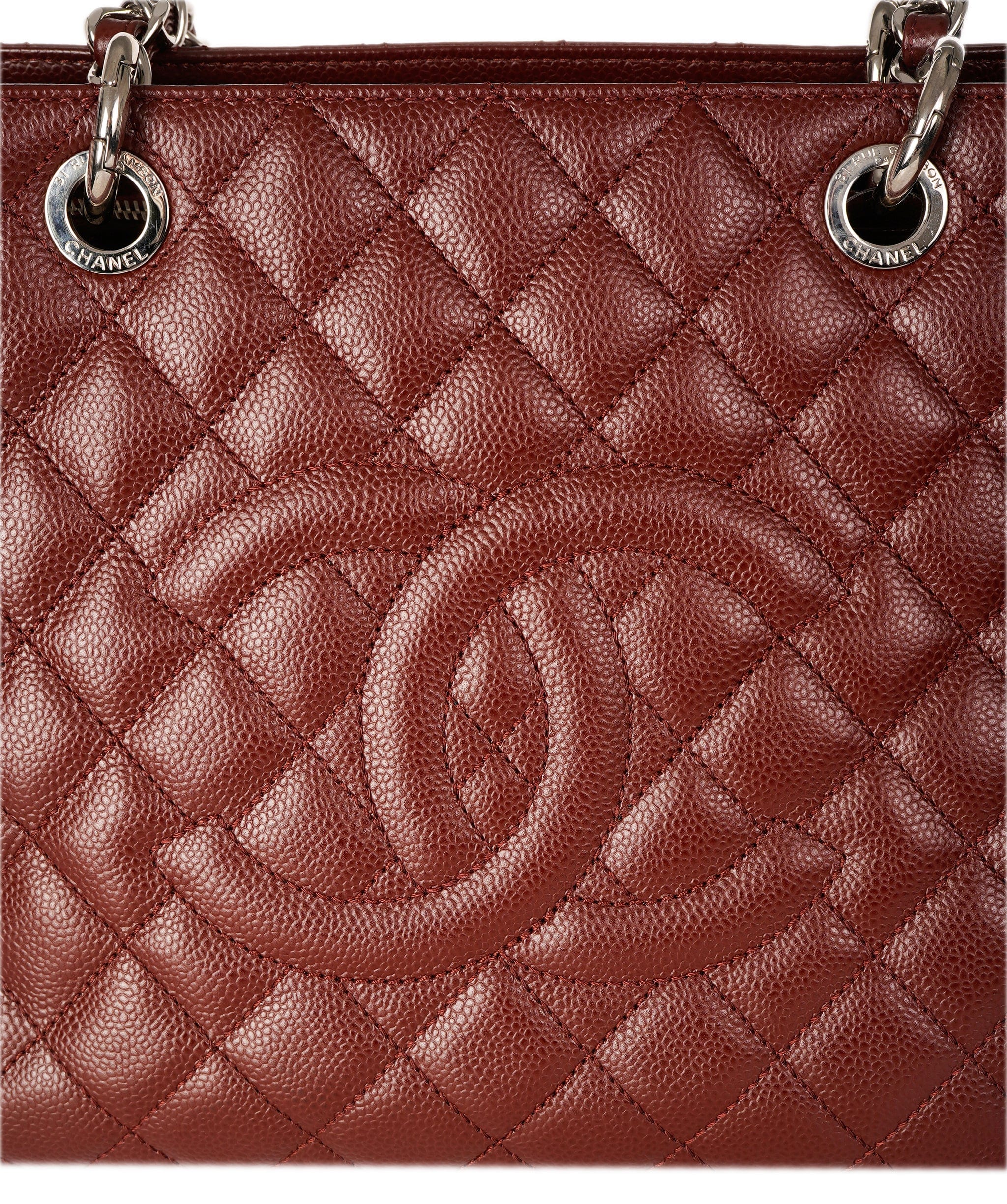 Chanel CHANEL GST Chain Tote Bag Caviar Skin Wine Red CC DBXS1770