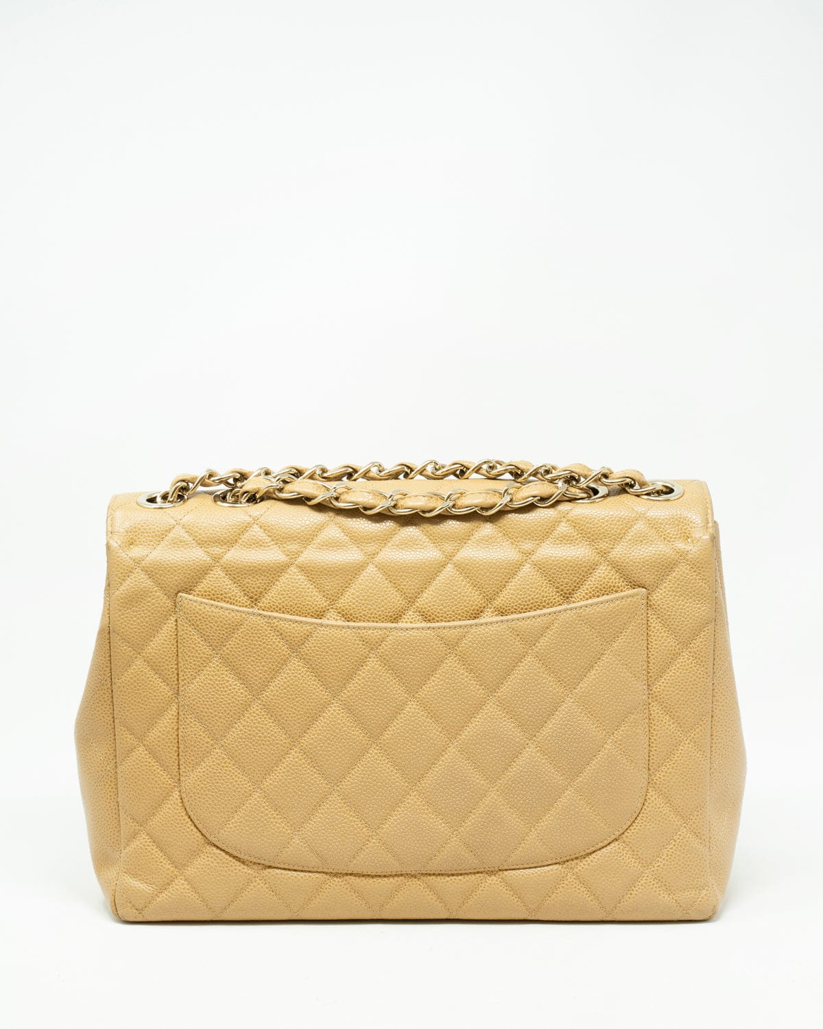 Chanel Chanel jumbo beige caviar single flap bag with GHW ASC6405