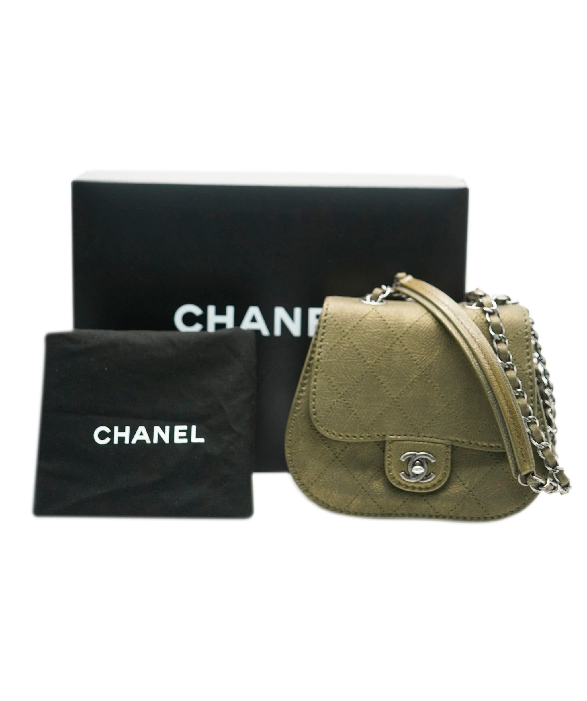 Chanel Chanel khaki metallic twin crossbody flap bag - AJC0656