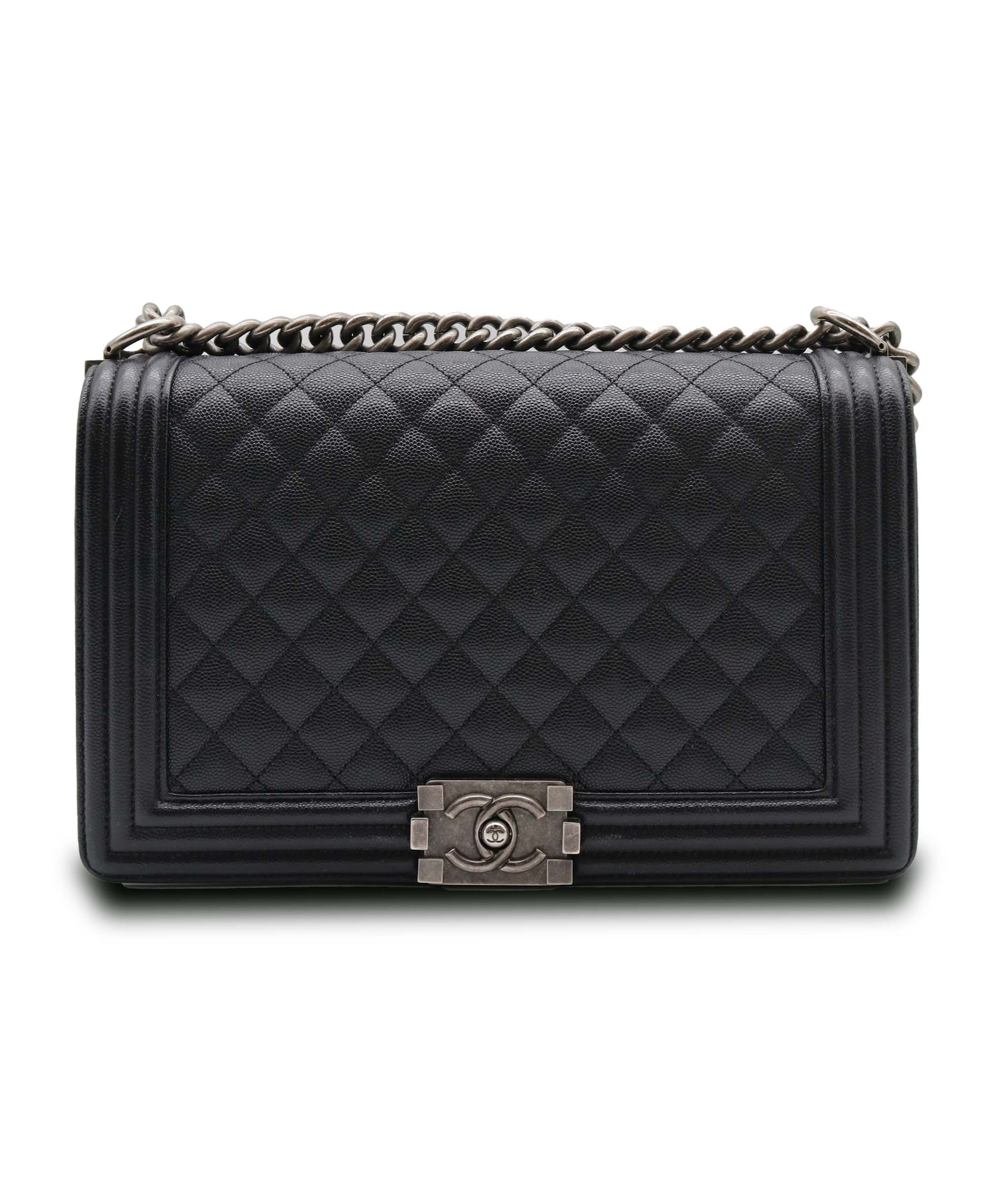 Chanel Chanel Large Black Caviar Leather Boy Bag SHW AGC3182