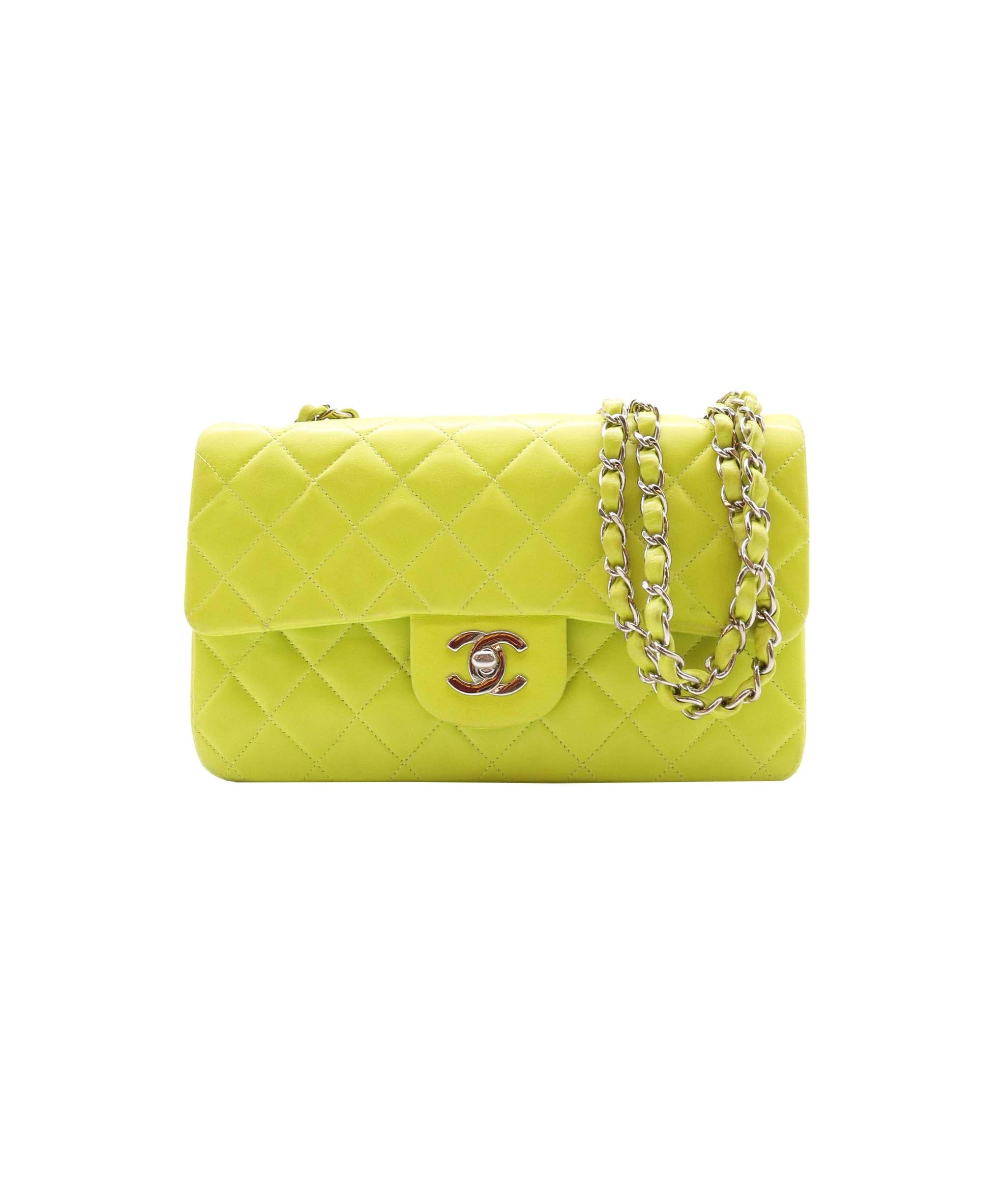 Chanel CHANEL lime lambskin classic flap SHW DXBS0586