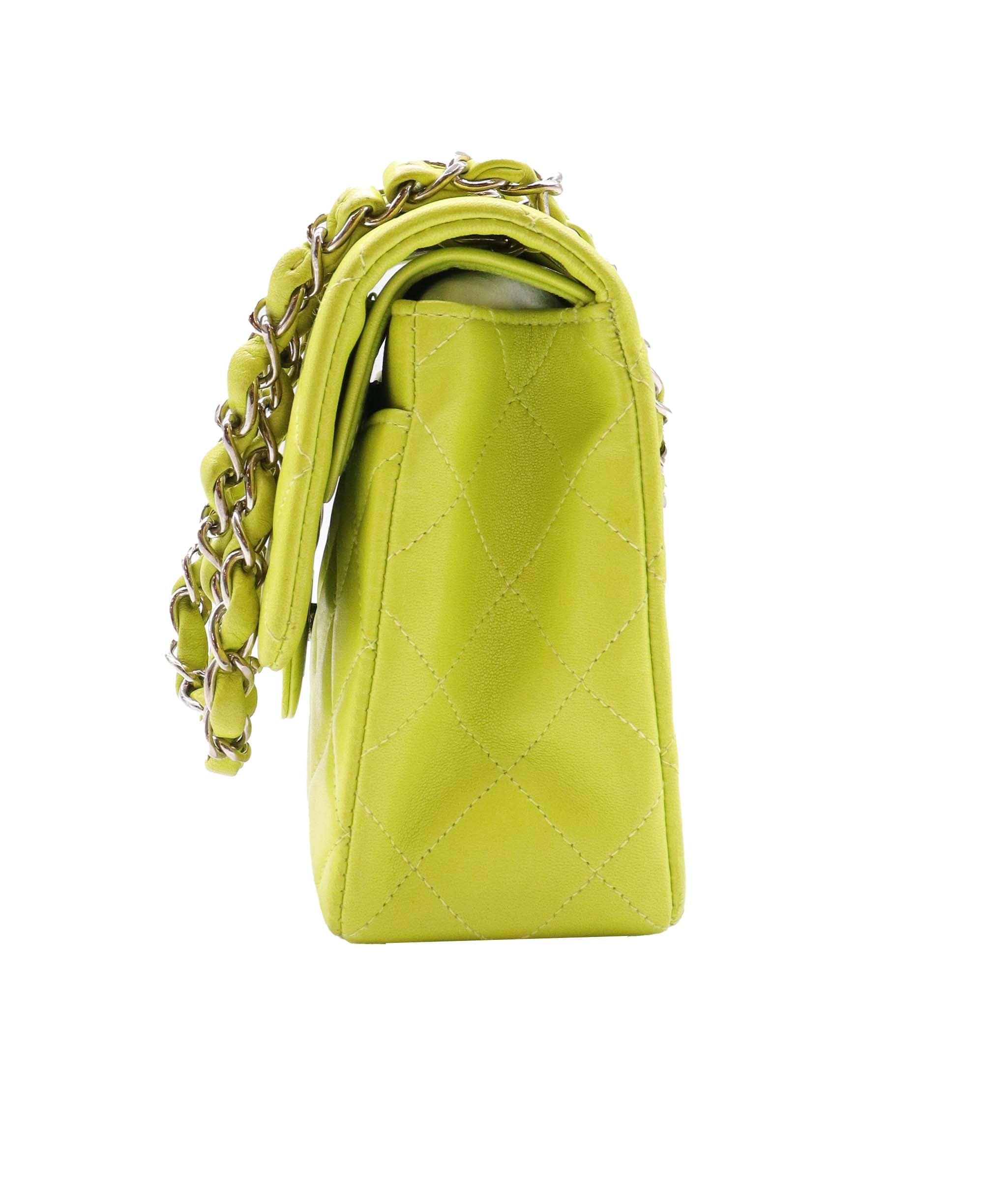 Chanel CHANEL lime lambskin classic flap SHW DXBS0586