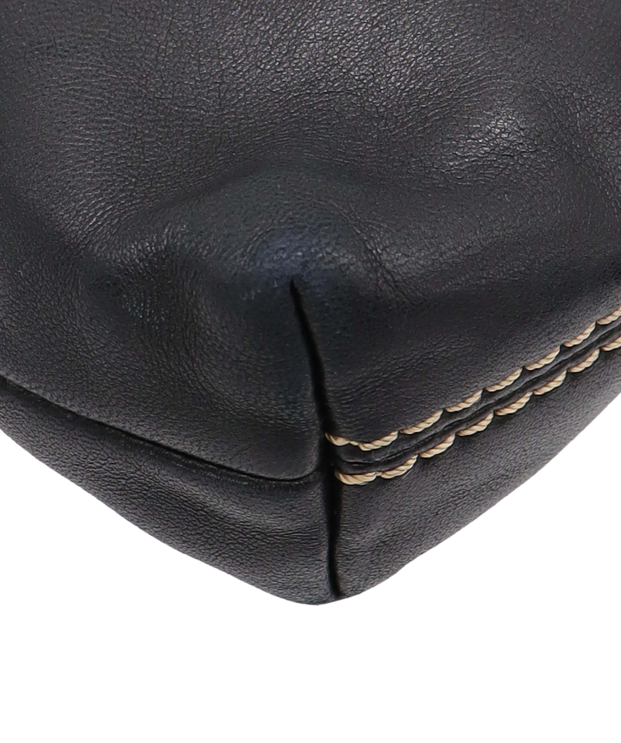 Chanel Chanel Logo Chain Pochette Leather Black  DXBS3805