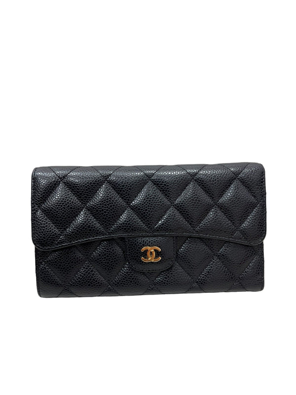 Chanel Chanel Long Wallet Black Caviar GHW #21 SYC1173