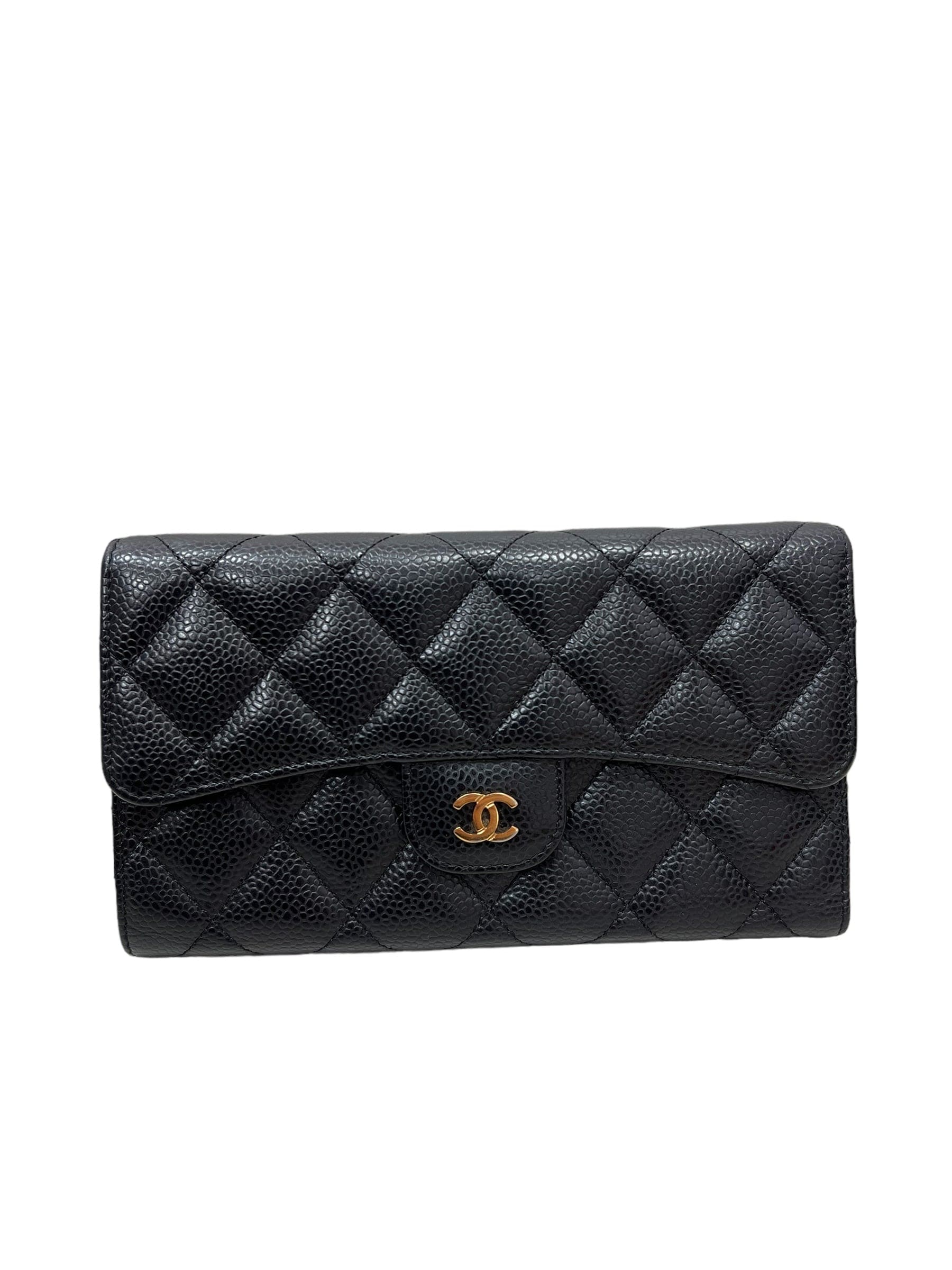 Chanel long wallet black sale